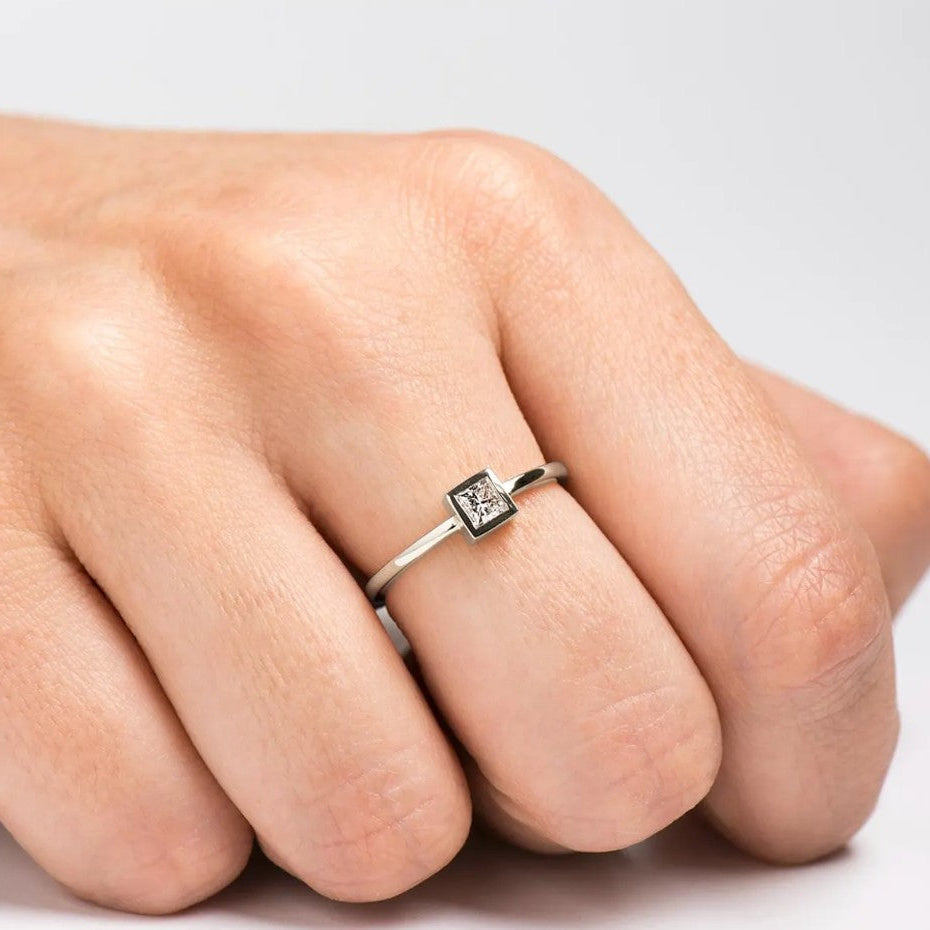Matte textured Engagement Ring