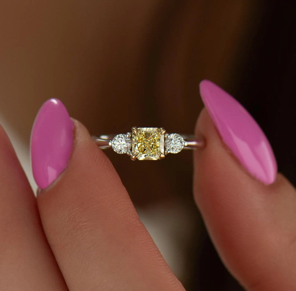 Yellow Diamond Ring - 18K White & Yellow Gold