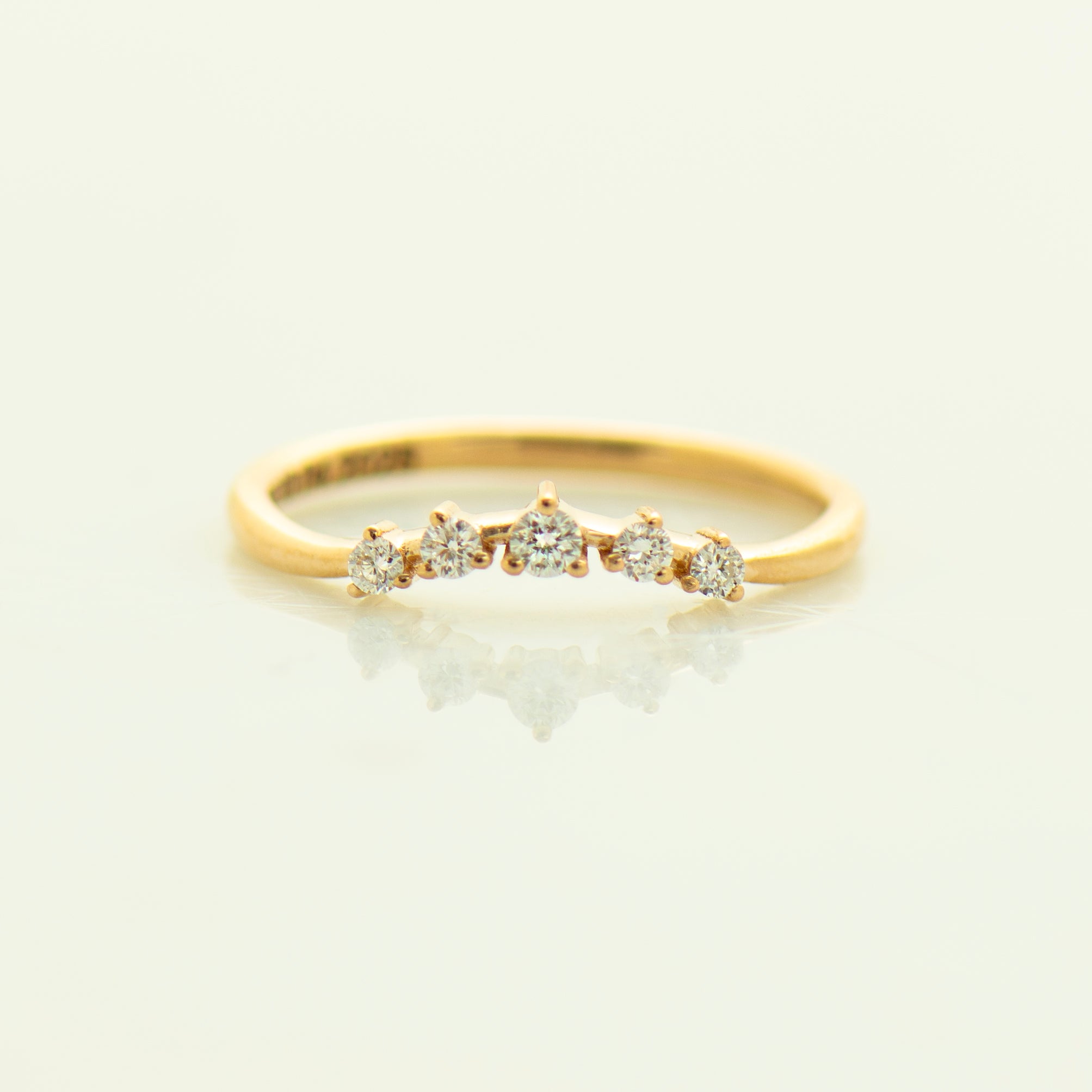 Curved Five Diamonds Matching Ring