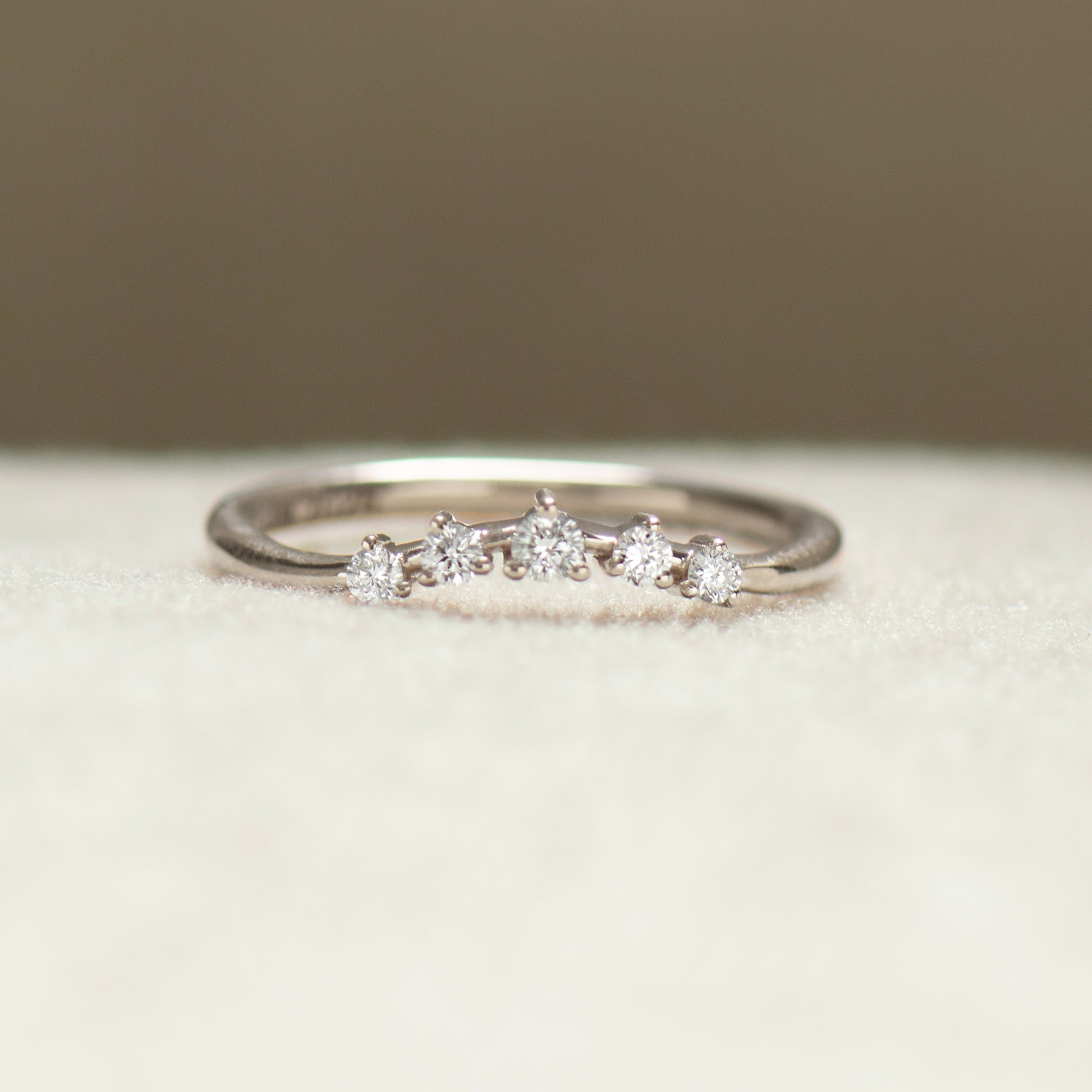 Curved Five Diamonds Matching Ring