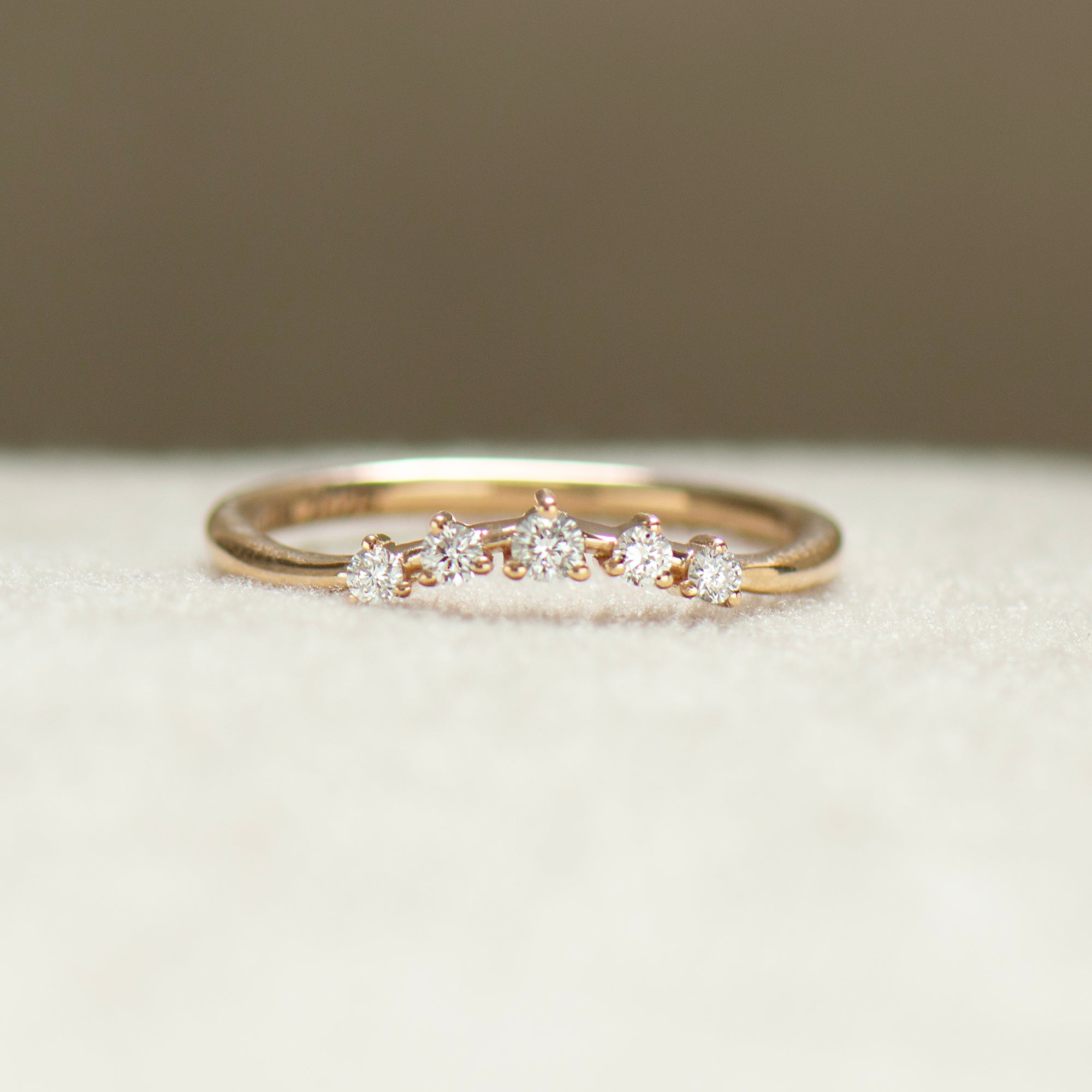 Curved Five Diamonds Matching Ring