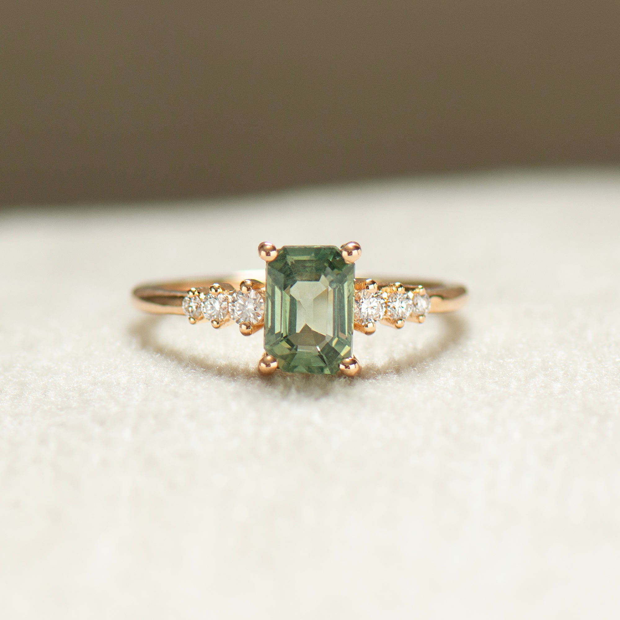 Emerald Cut Green Sapphire Engagement Ring