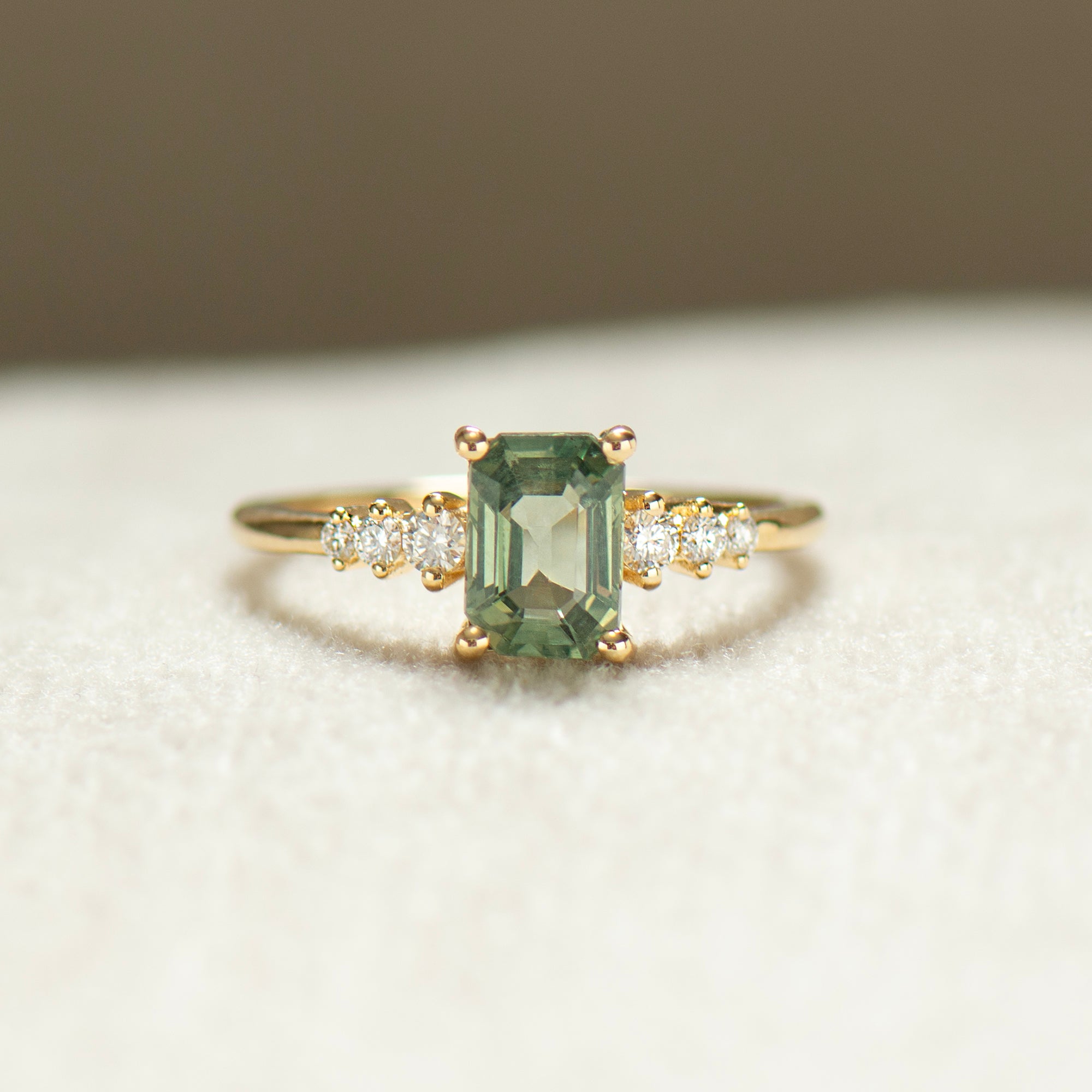 Emerald Cut Green Sapphire Engagement Ring