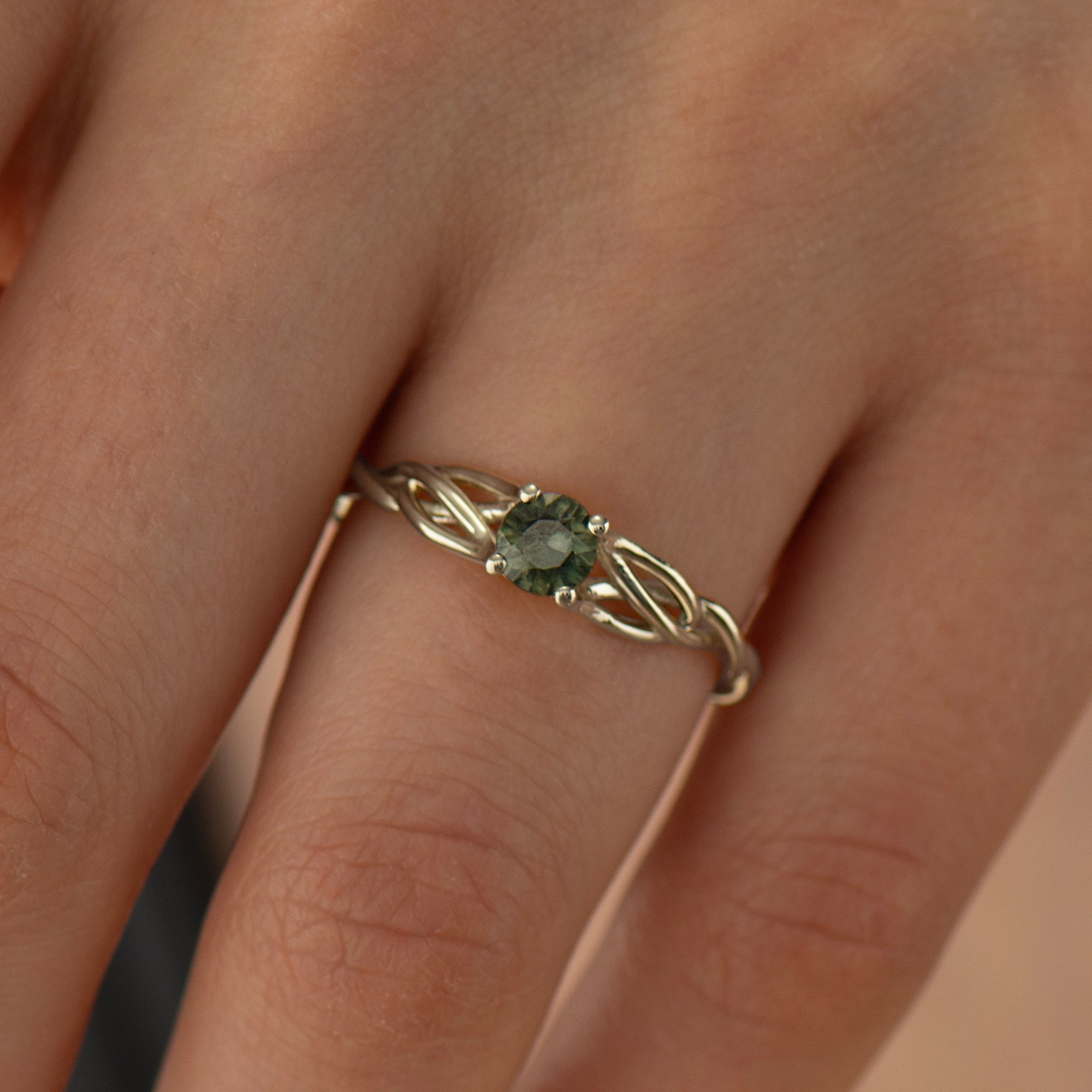 Celtic Green Sapphire Ring