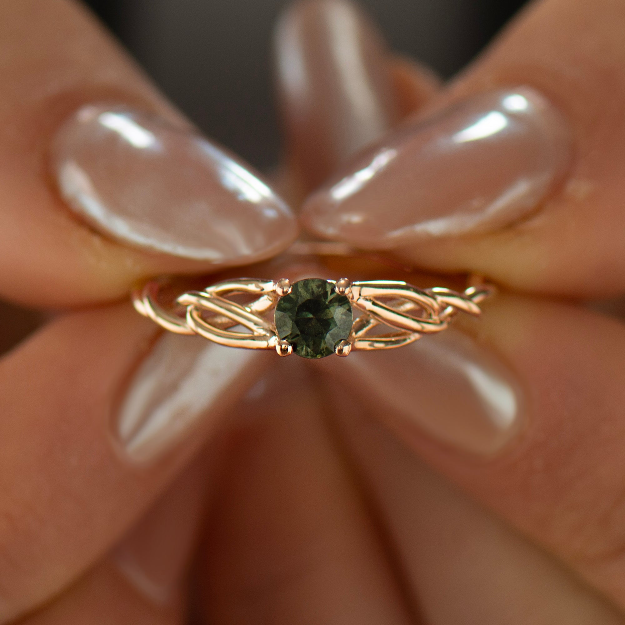 Celtic Green Sapphire Ring