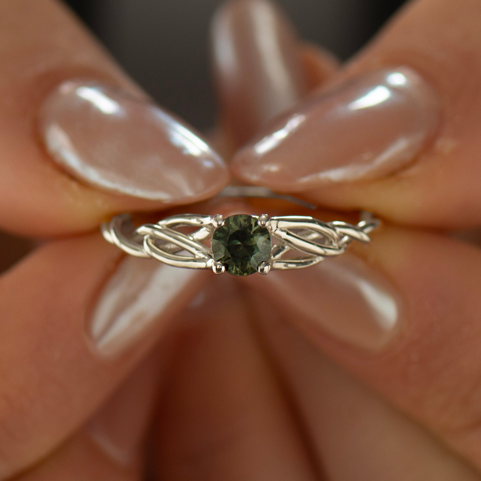Celtic Green Sapphire Ring