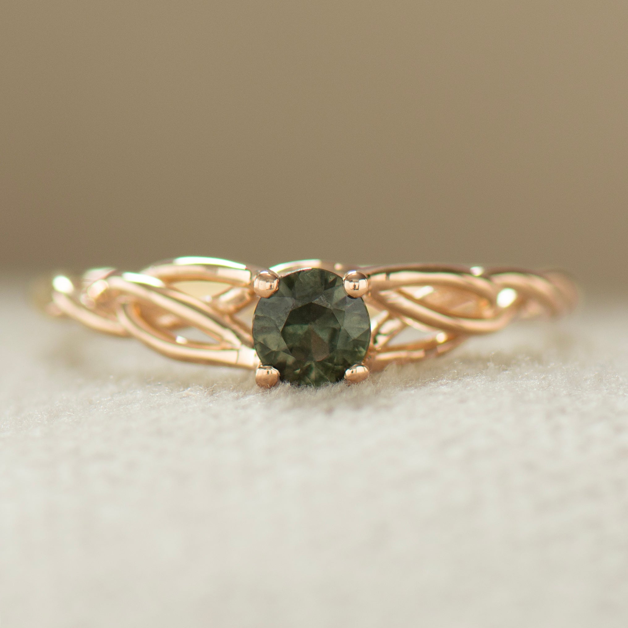 Celtic Green Sapphire Ring