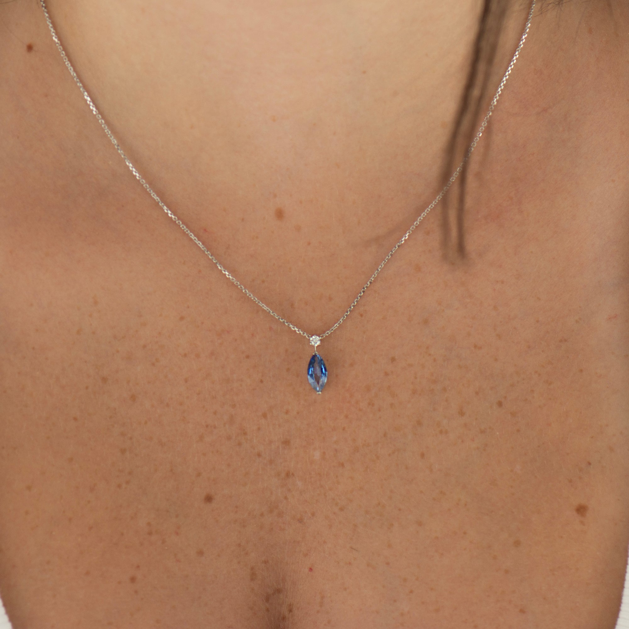 Marquise Bright Blue Sapphire Necklace