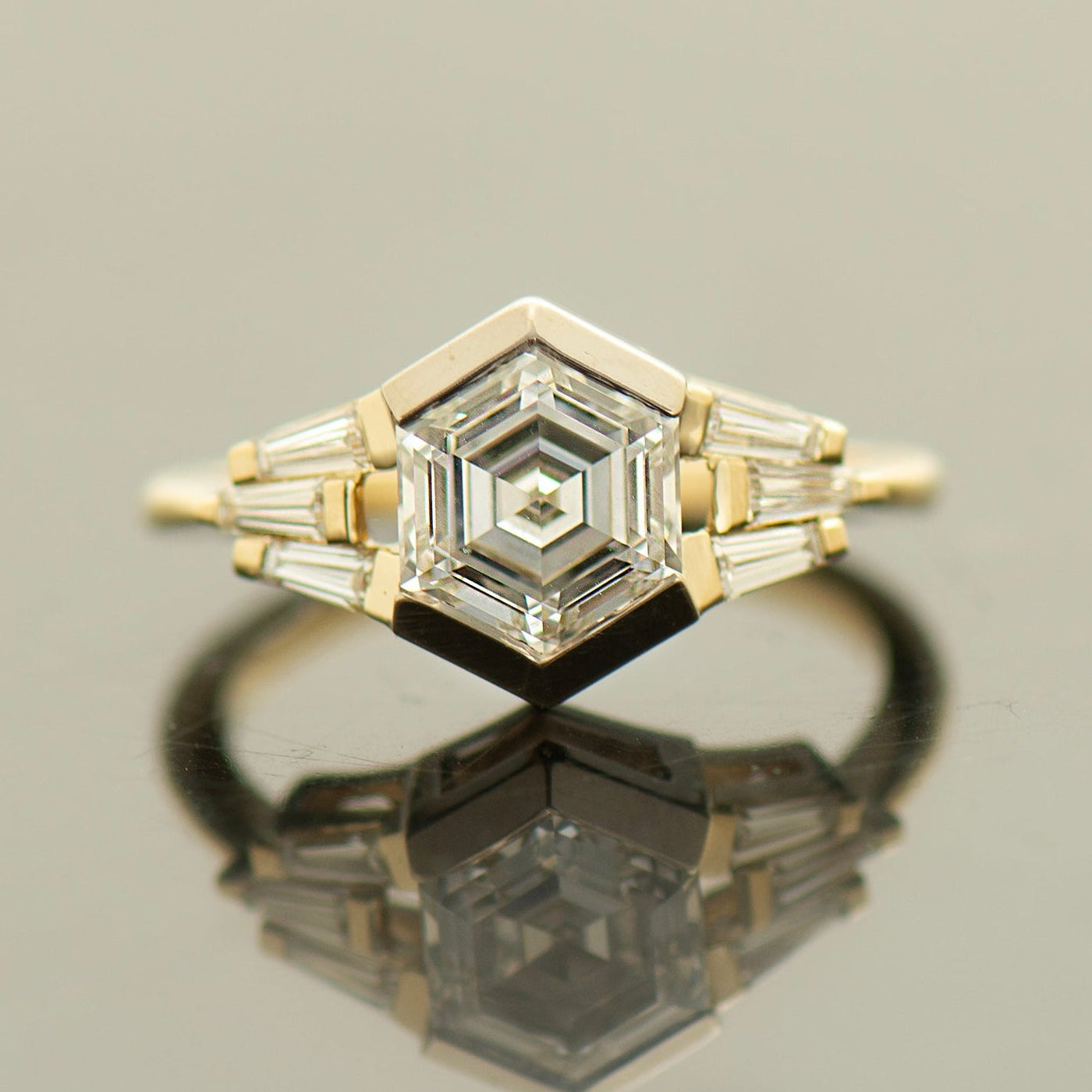Unique Hexagon Diamond Ring