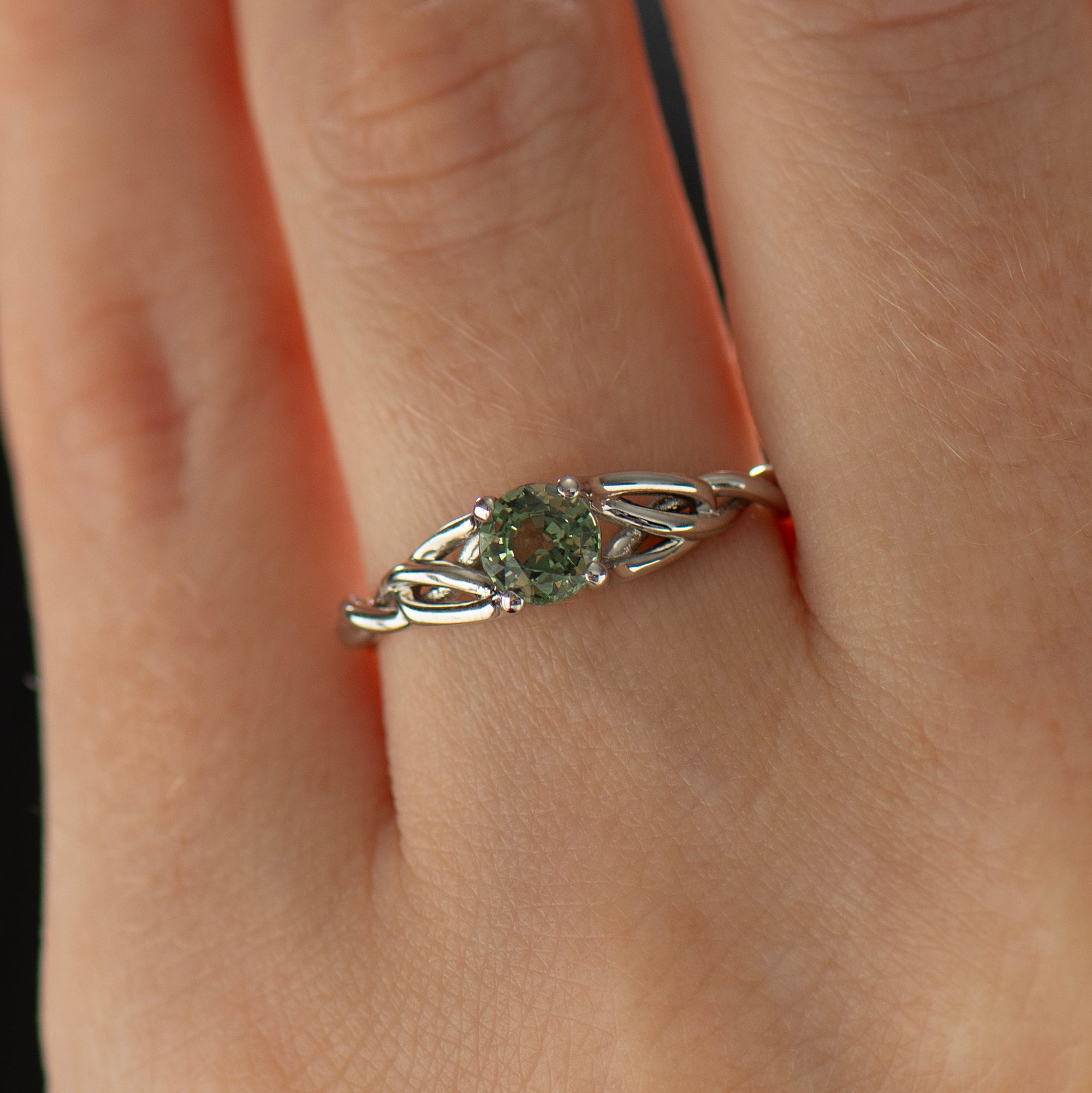 Celtic Mint Green Sapphire Ring