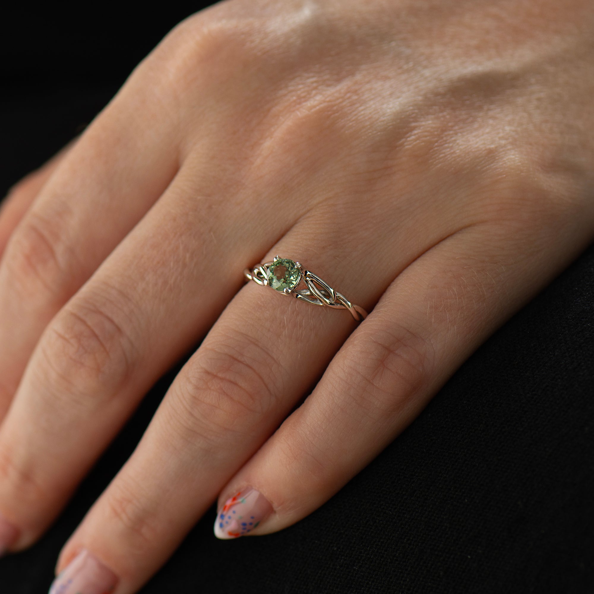 Celtic Mint Green Sapphire Ring
