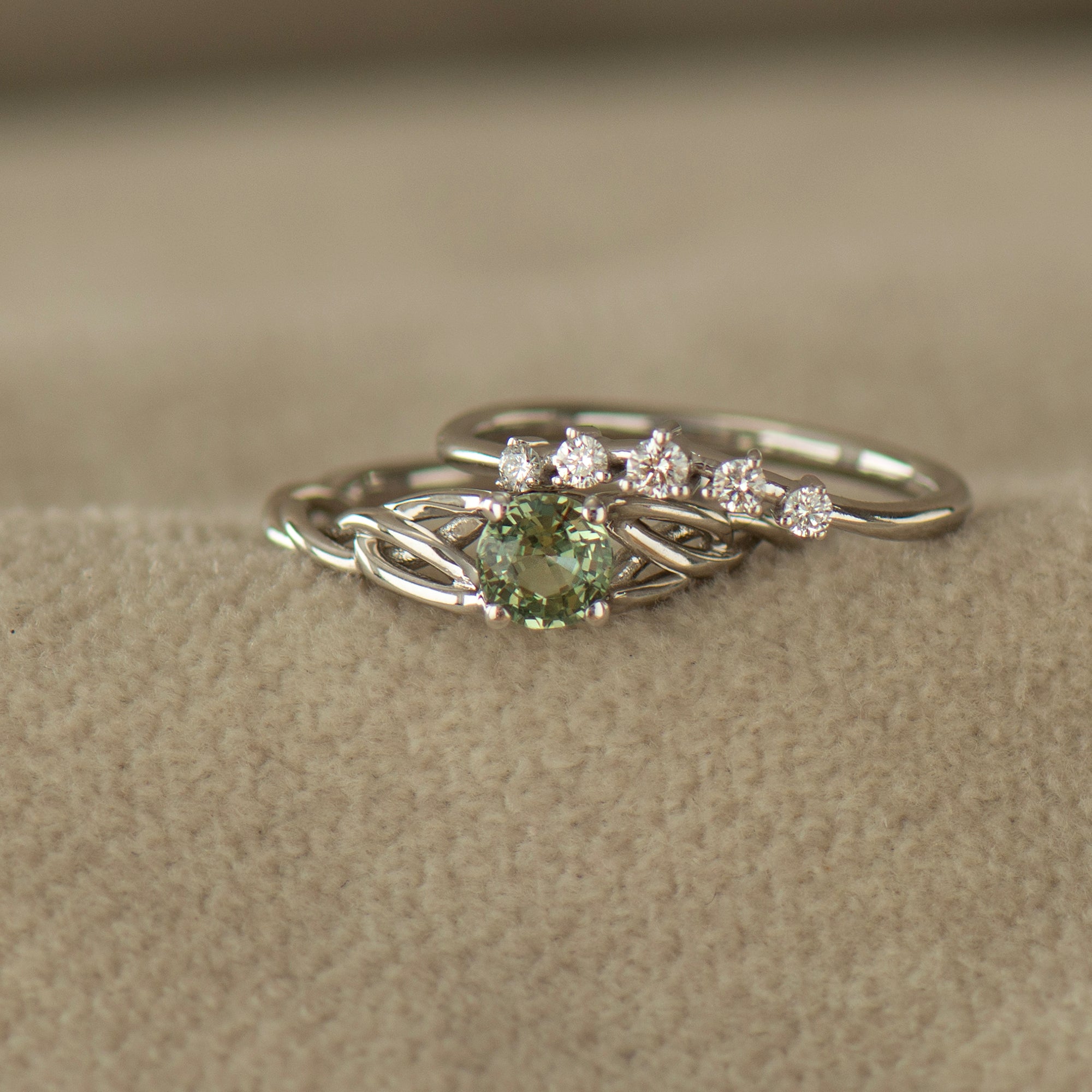 Celtic Mint Green Sapphire Set