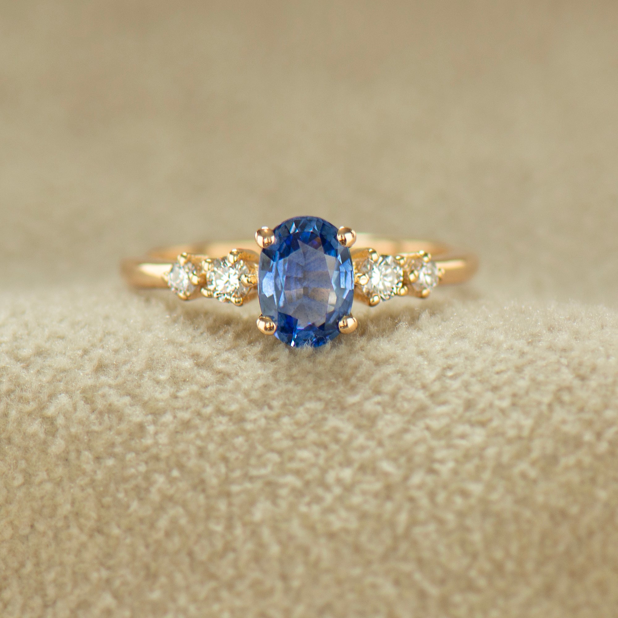 Large Bright Blue Sapphire Engagement Ring