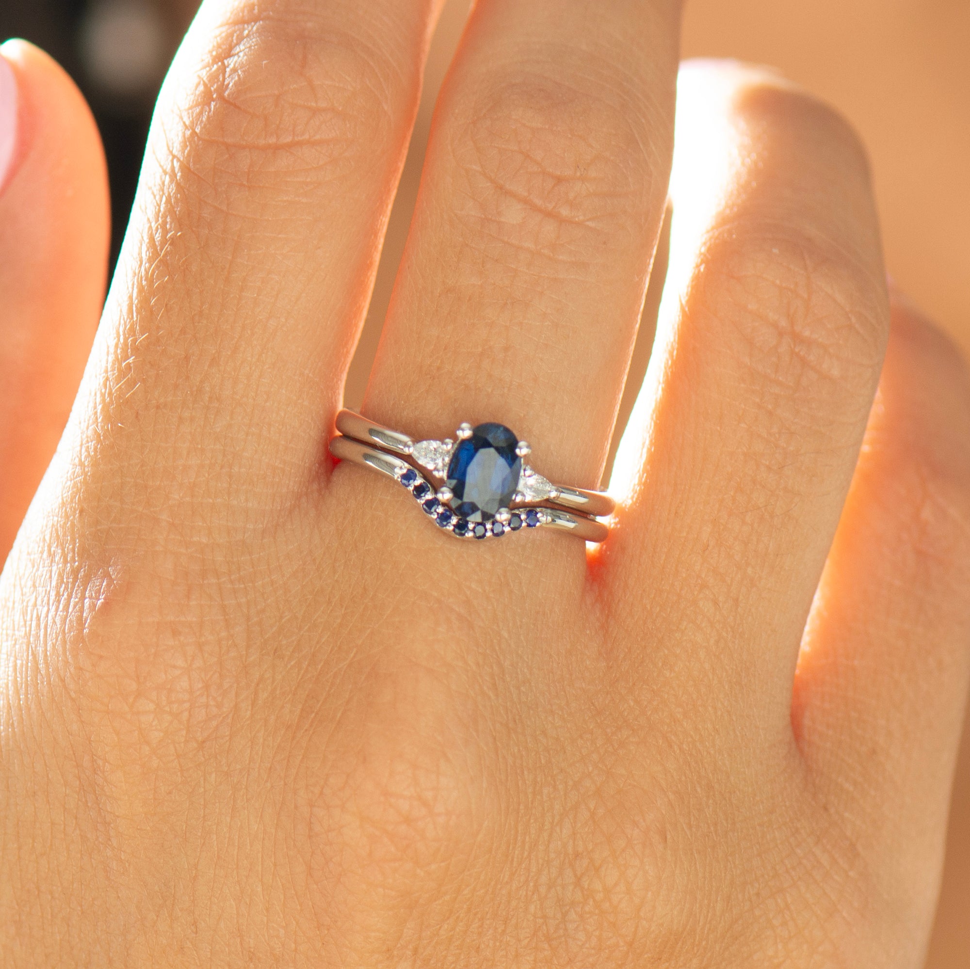 Dark Blue Sapphire Ring Set