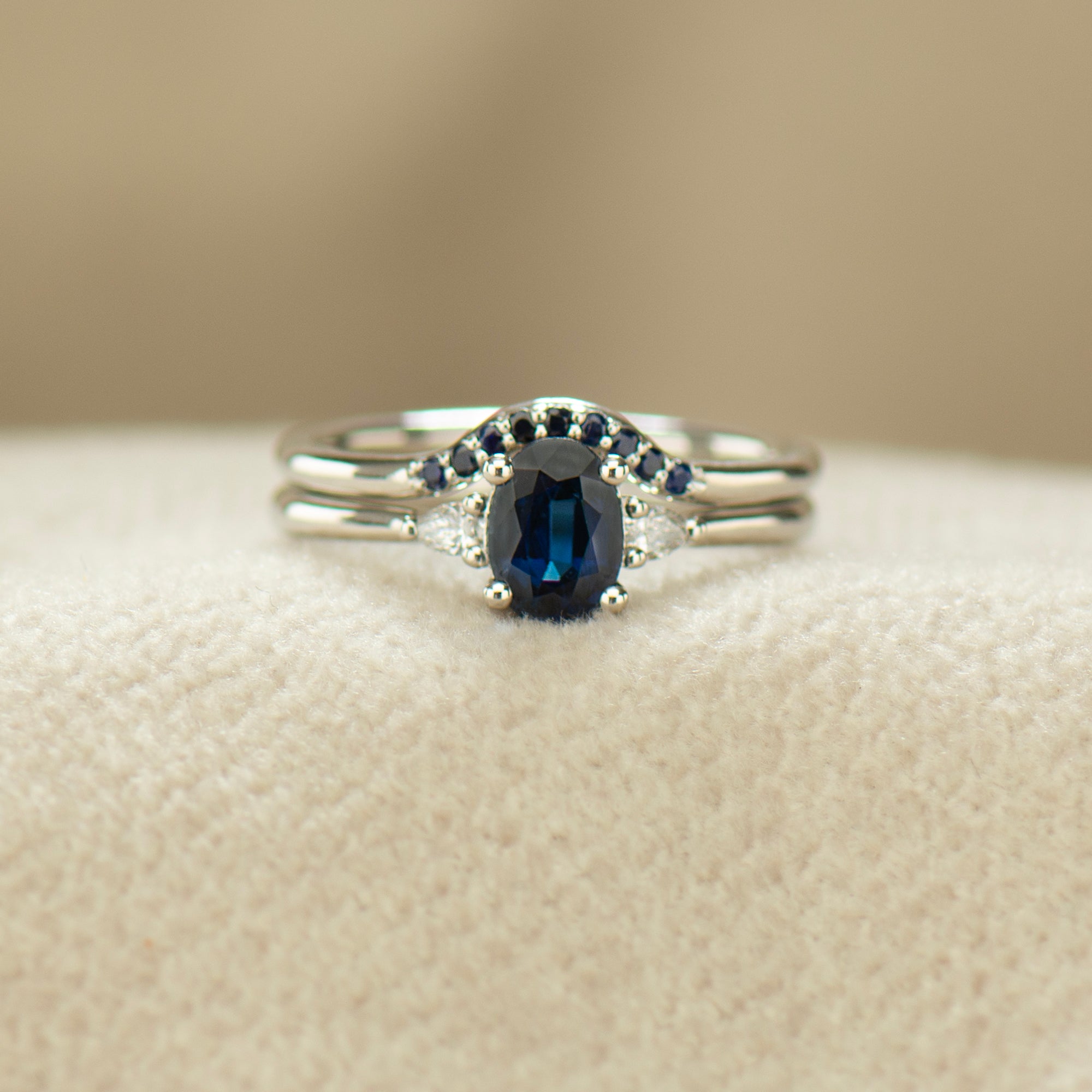 Dark Blue Sapphire Ring Set