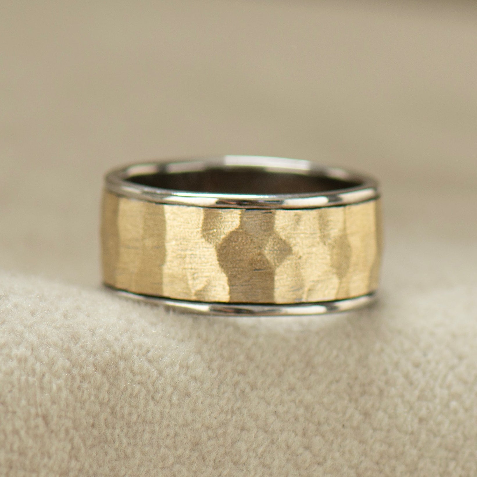 10MM Wide Hammered Men's Ring