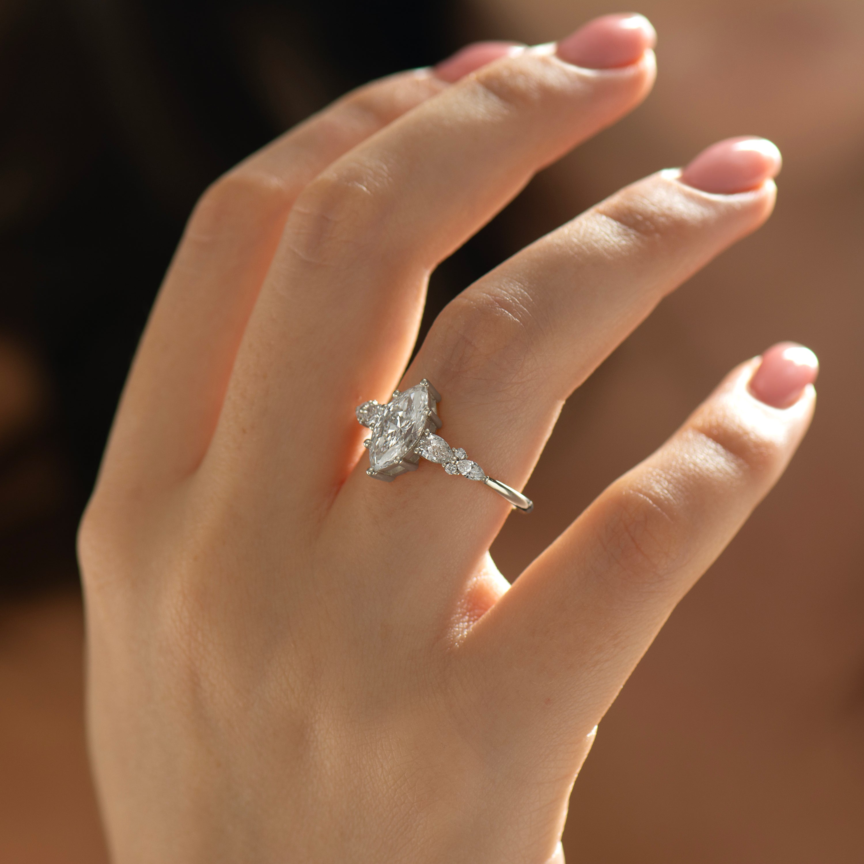Marquise Lab Diamond Engagement Ring
