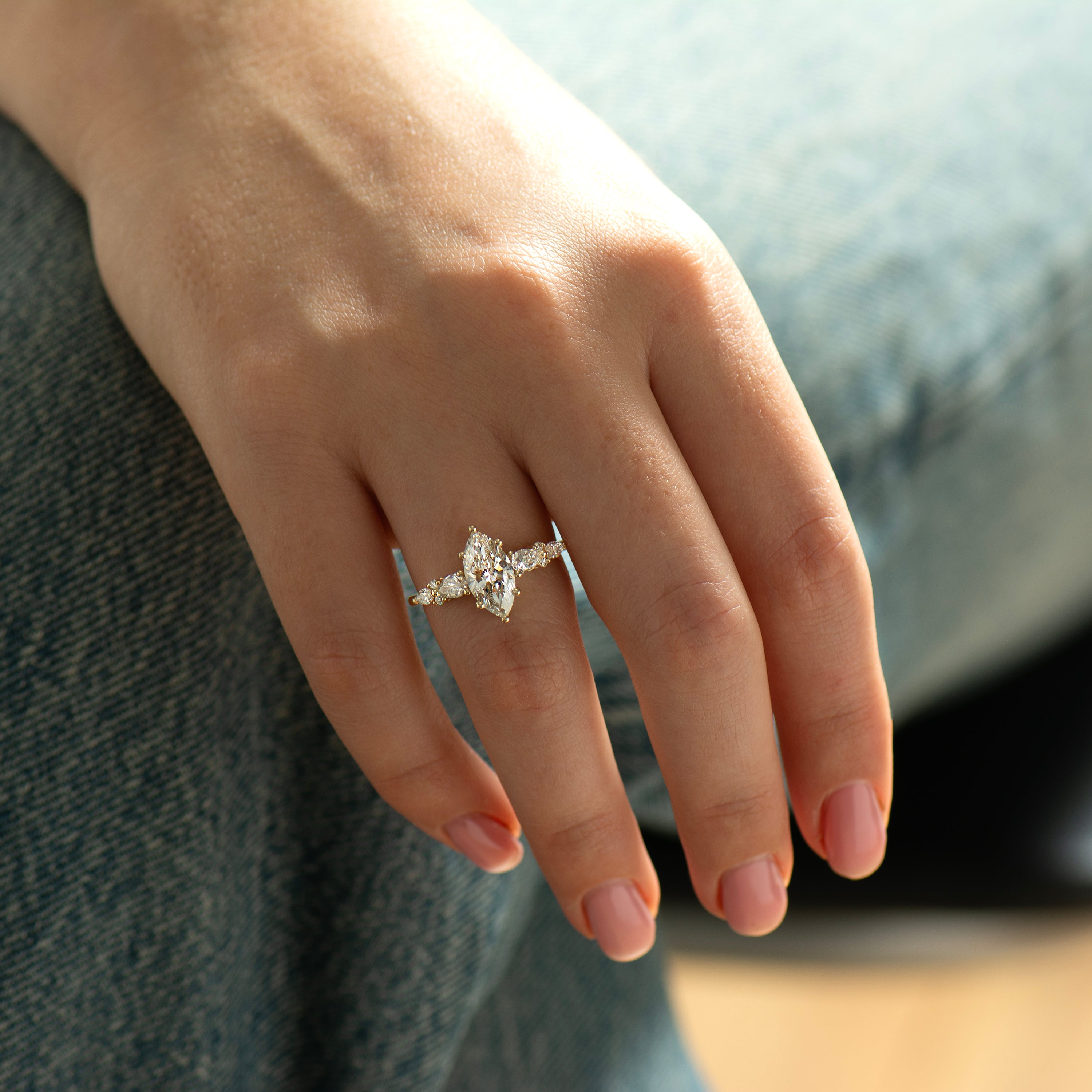 Marquise Lab Diamond Engagement Ring