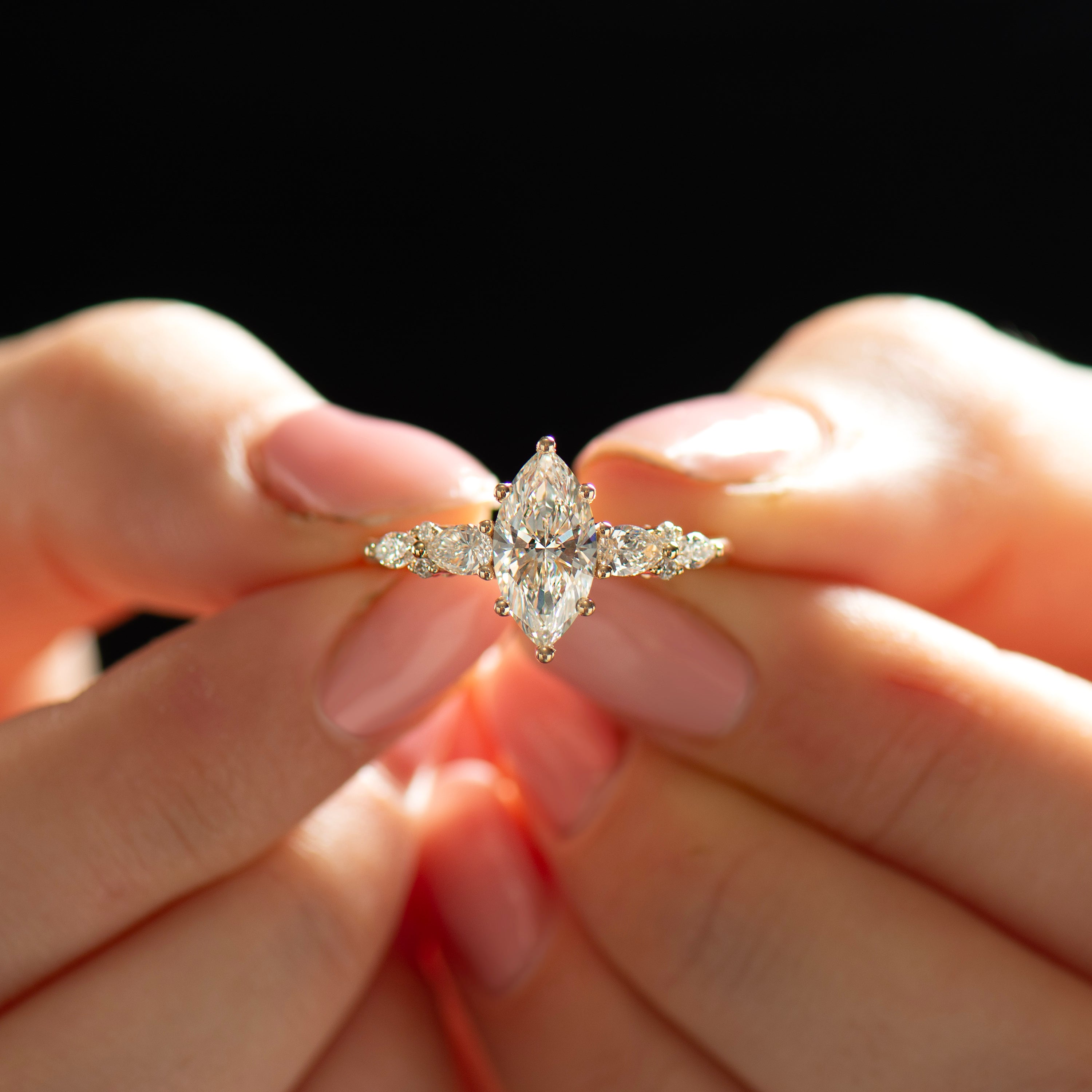 Marquise Lab Diamond Engagement Ring