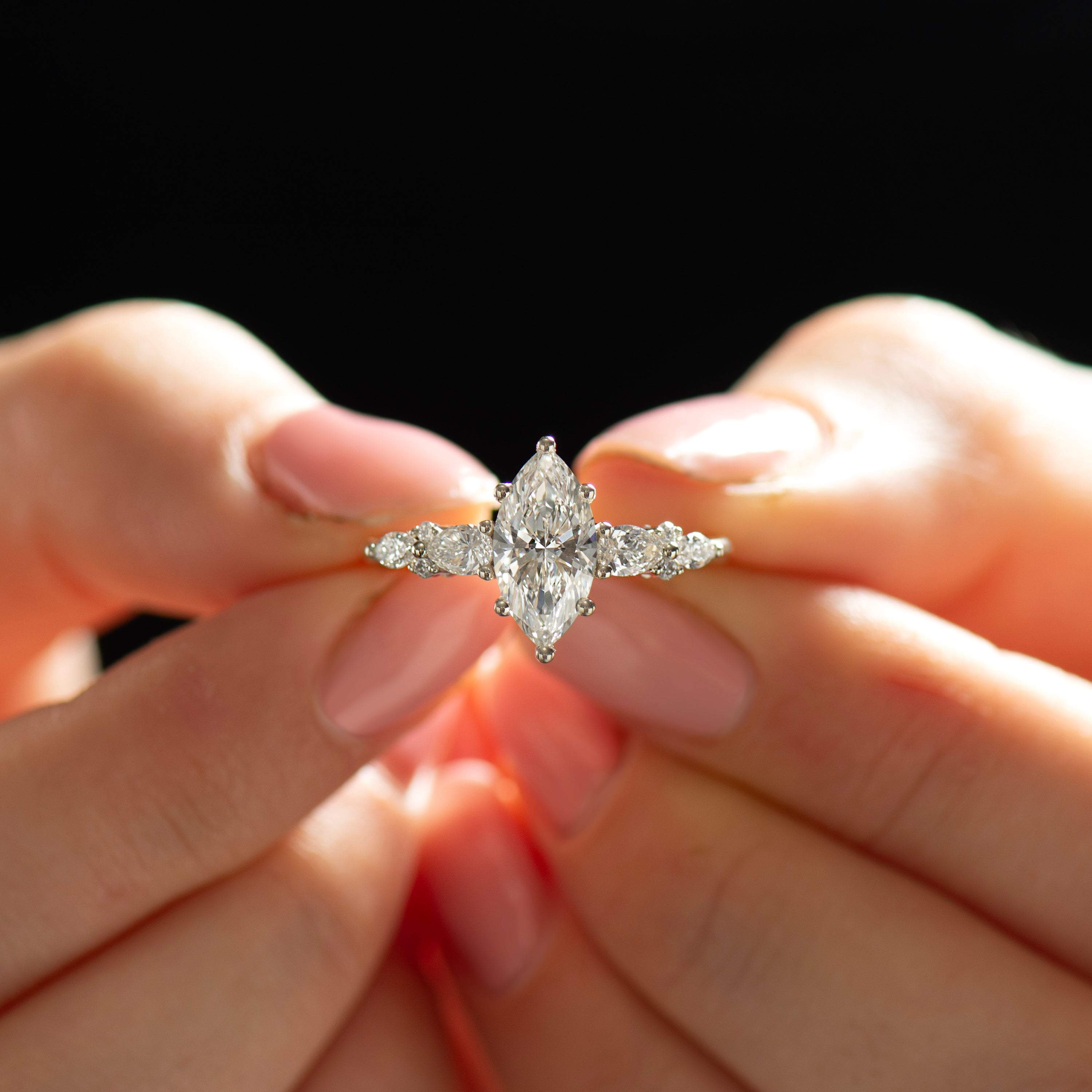 Marquise Lab Diamond Engagement Ring