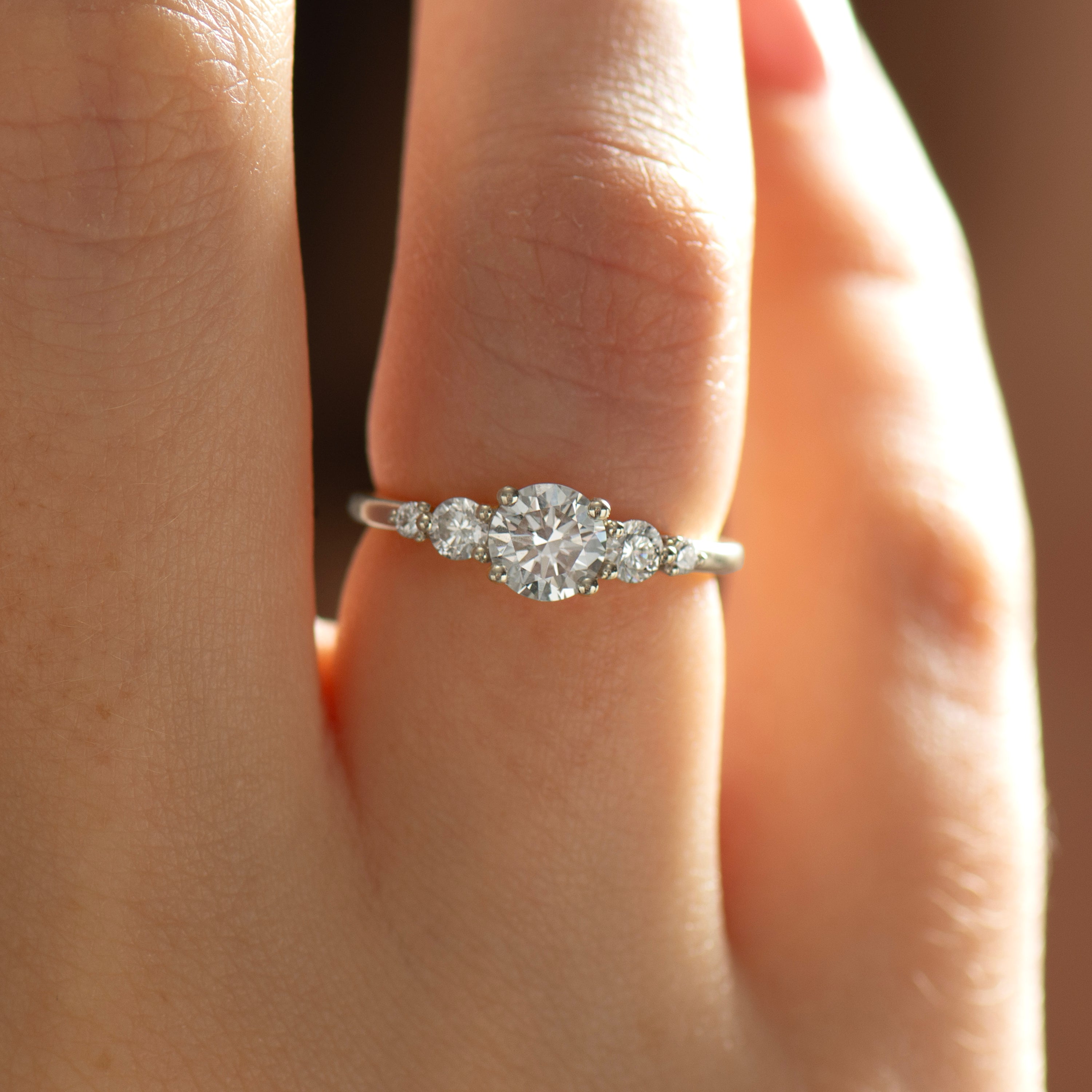 Five Diamonds Engagement Ring