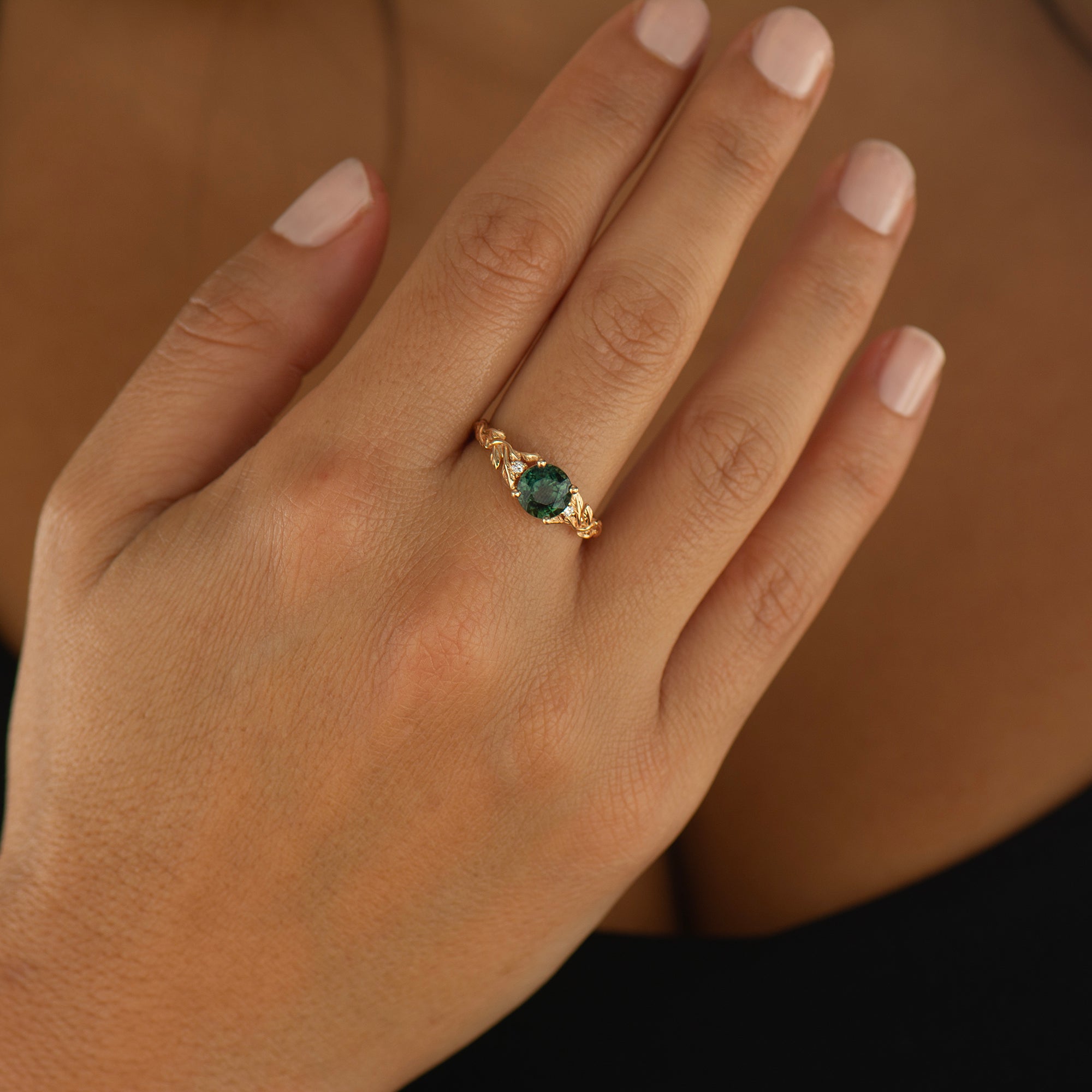 Leaves Sapphire Engagement Ring