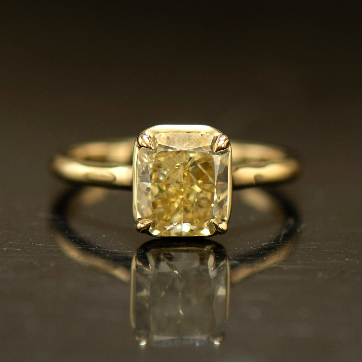 Yellow Radiant Lab Diamond Ring