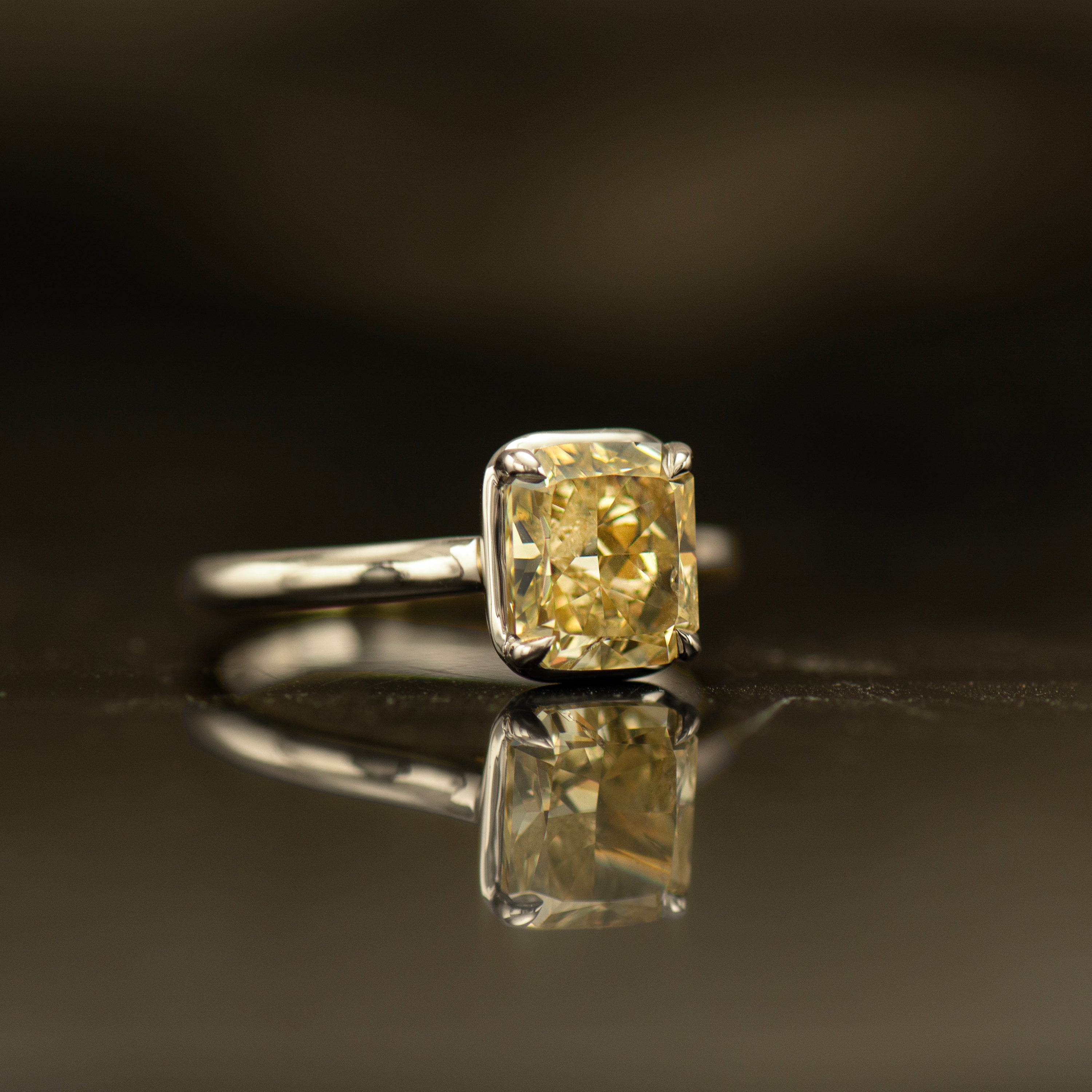 Yellow Radiant Lab Diamond Ring