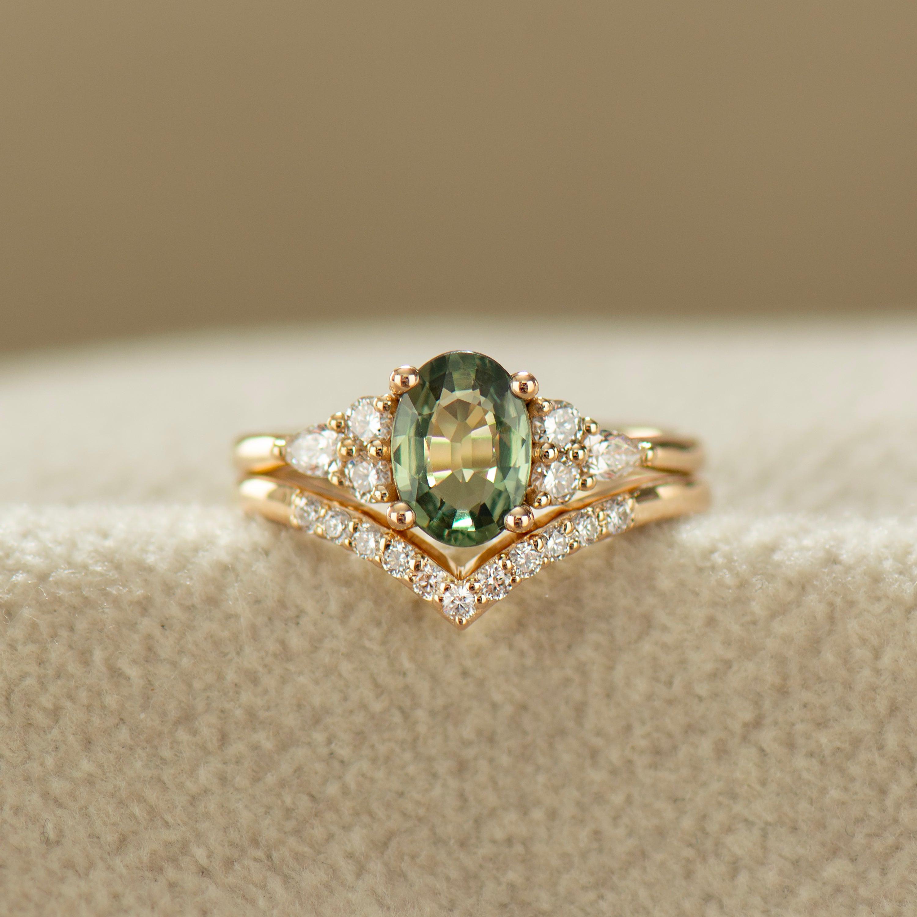 Matching Diamond Ring For Green Sapphire Ring