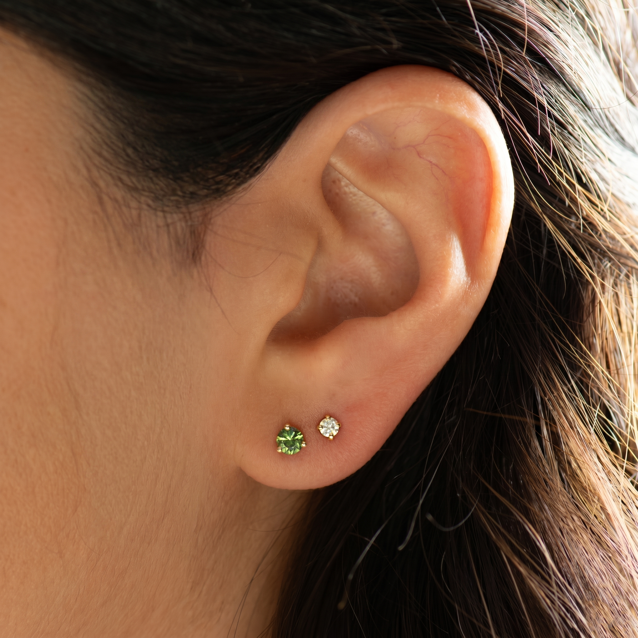 Green Sapphire Stud Earrings