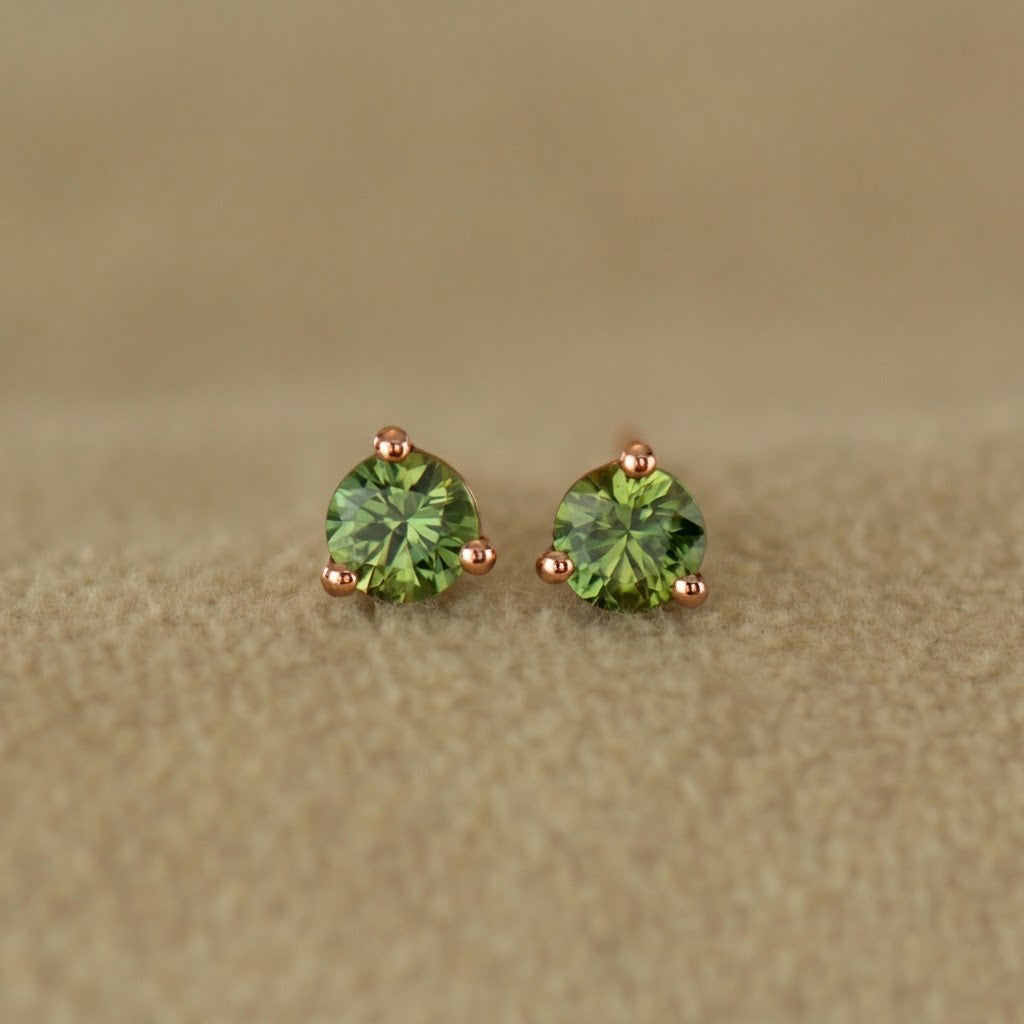 Green Sapphire Stud Earrings