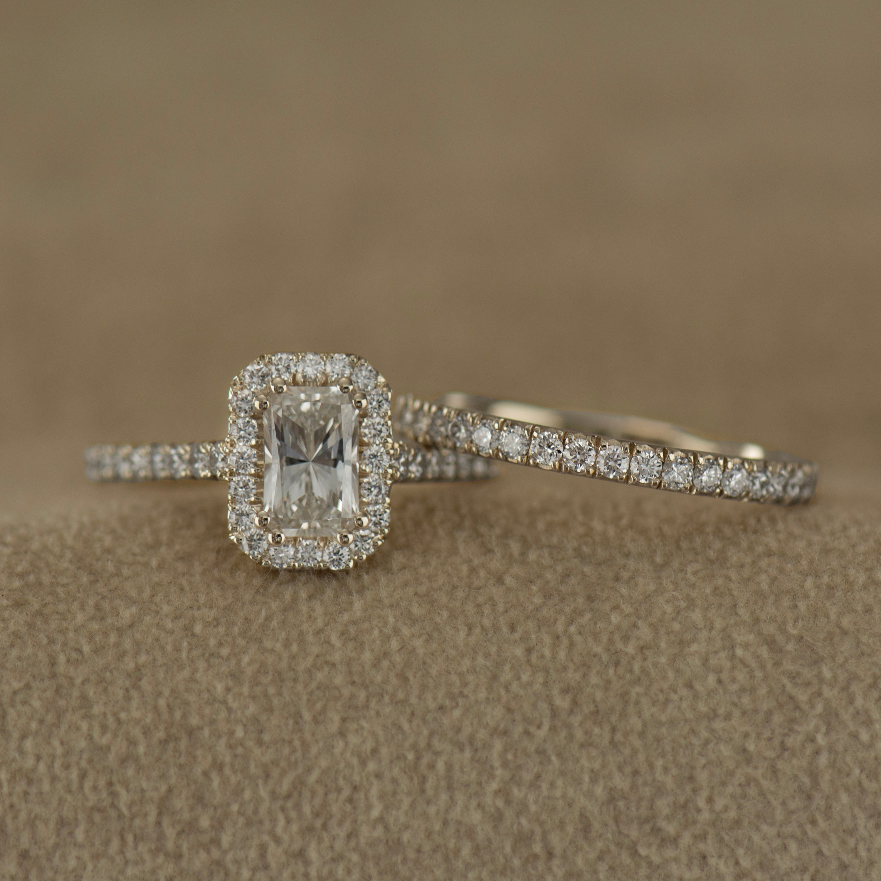 Elongated Radiant Halo Ring