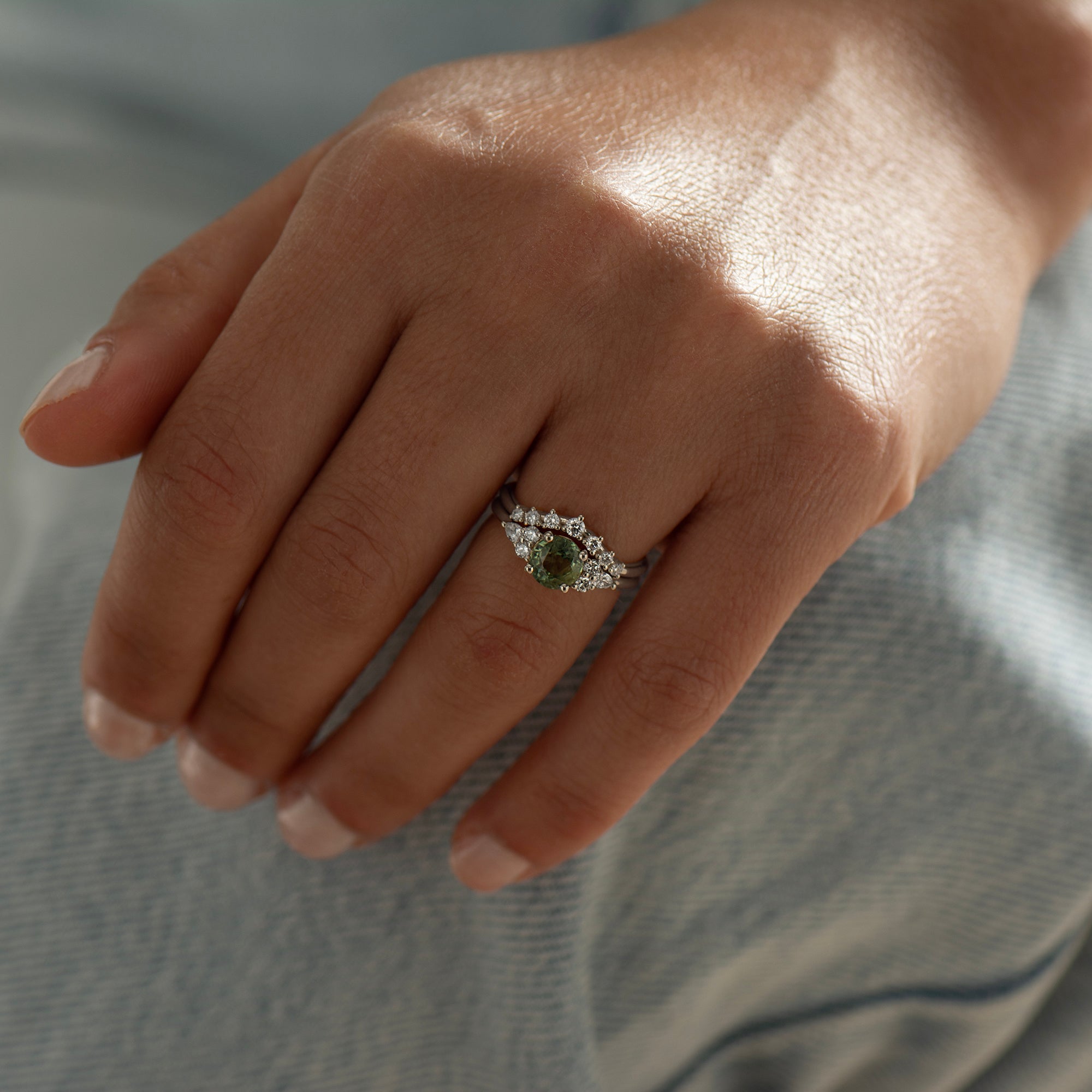 Round Green Sapphire Set