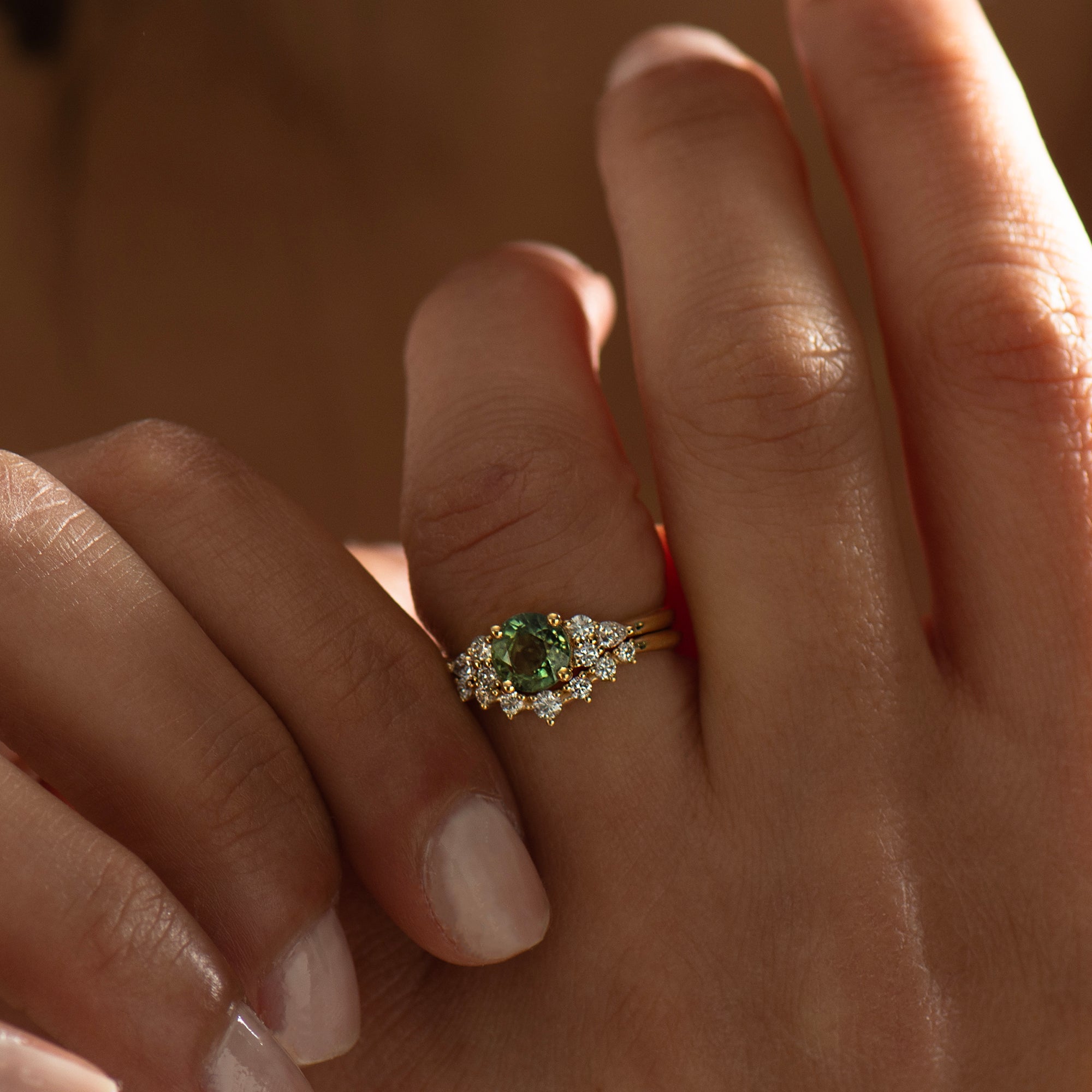 Round Green Sapphire Set