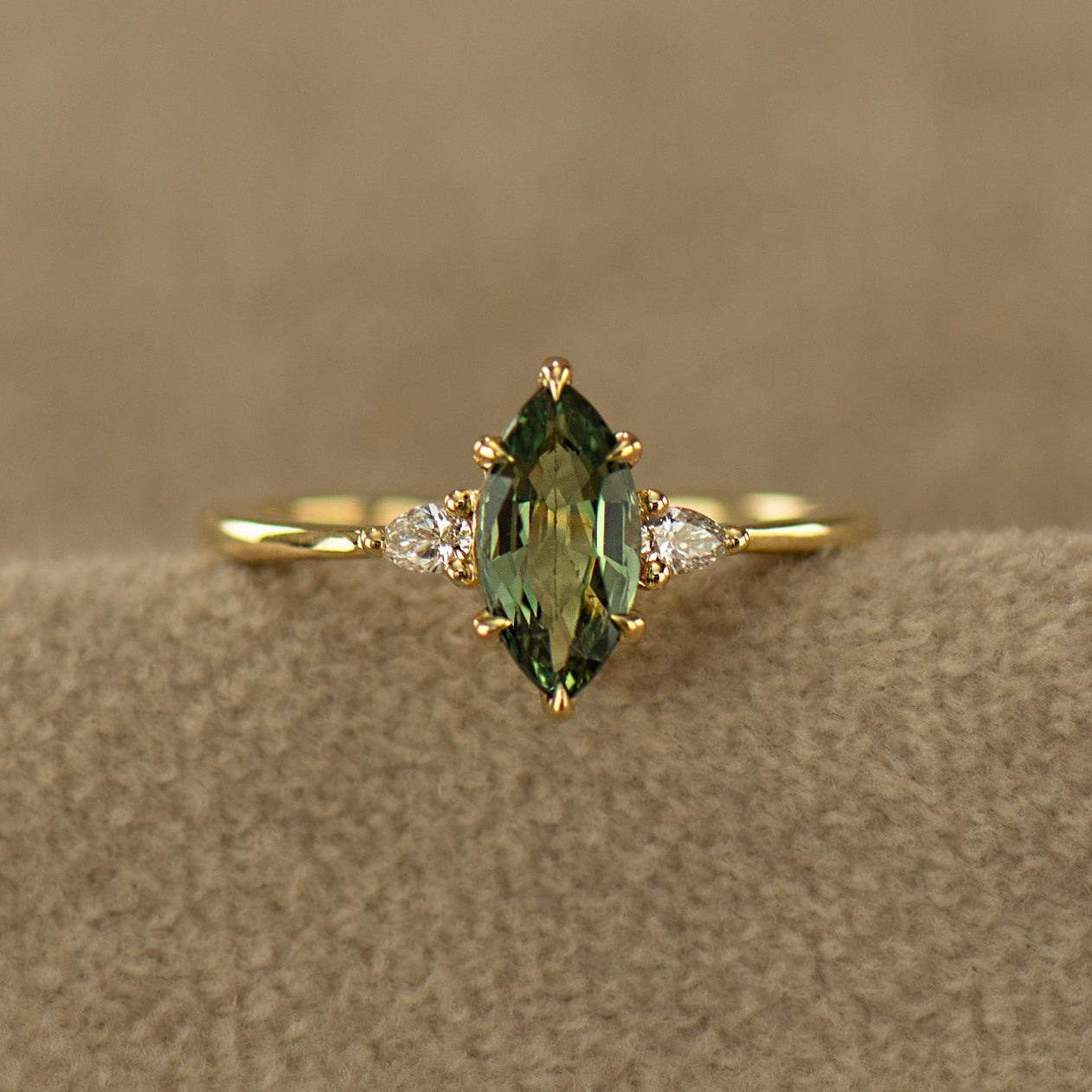 Crown Green Sapphire Ring