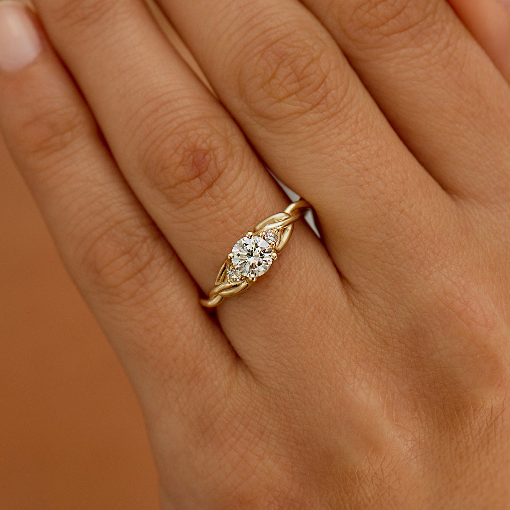 Three Stone Celtic Engagement Ring