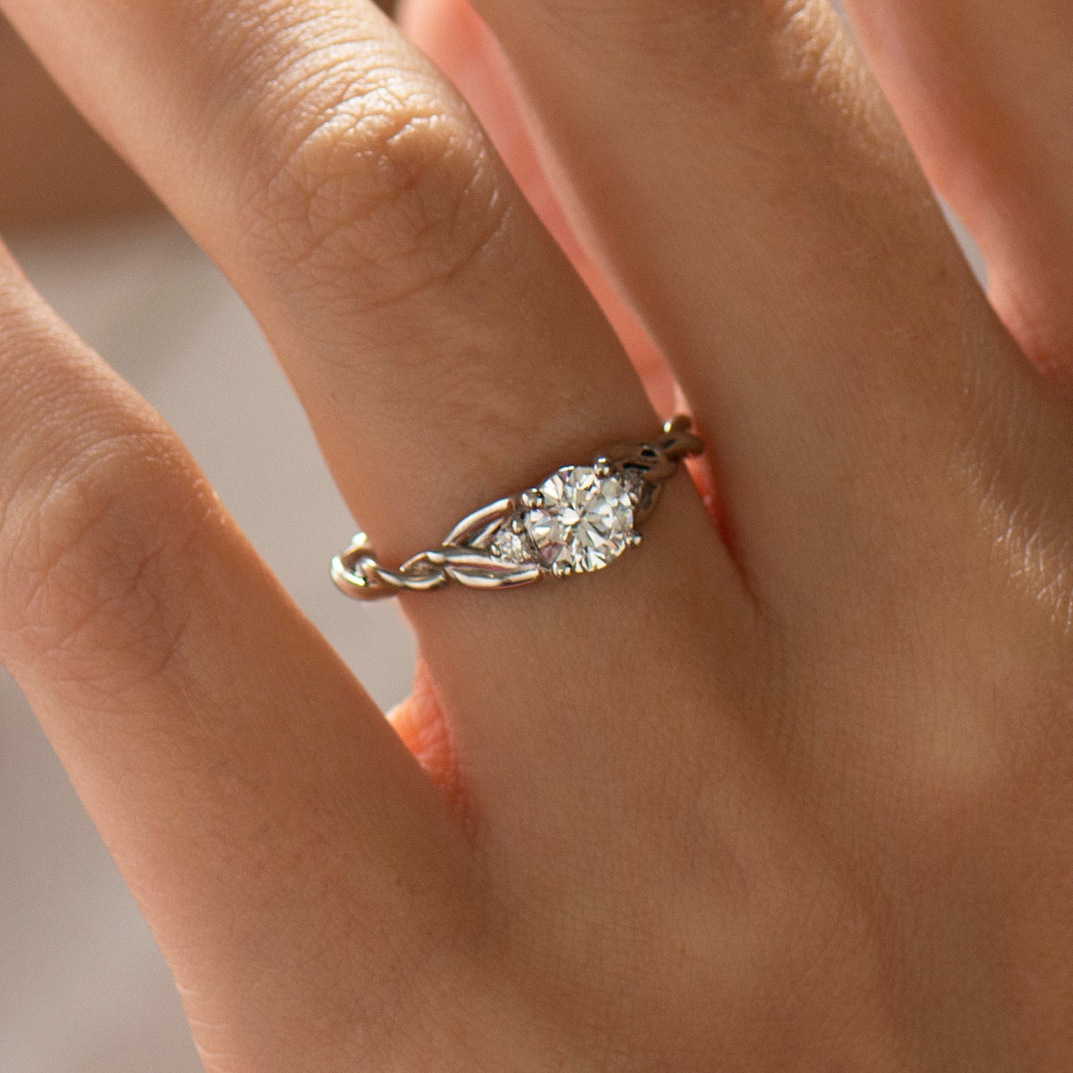 Three Stone Celtic Engagement Ring