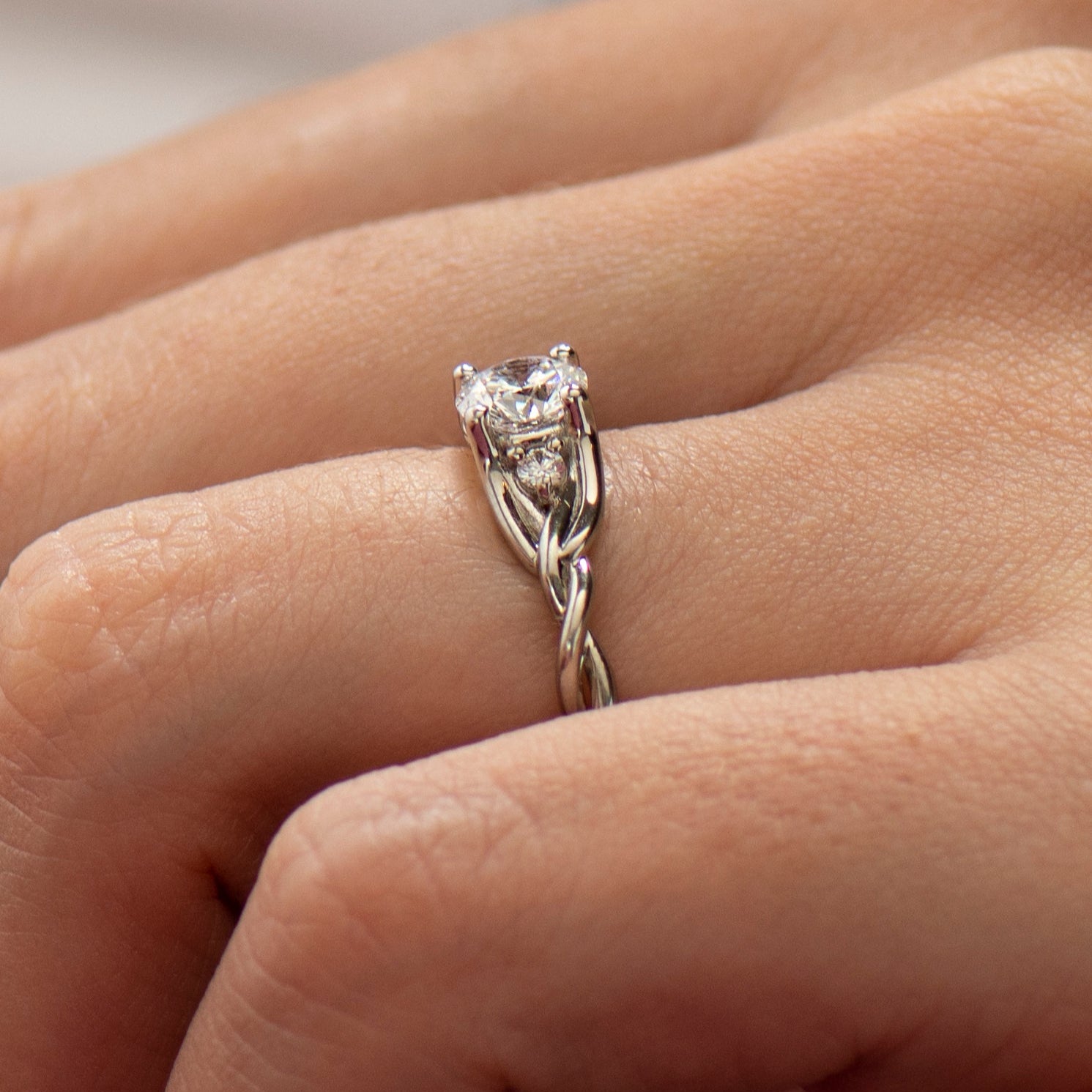Three Stone Celtic Engagement Ring