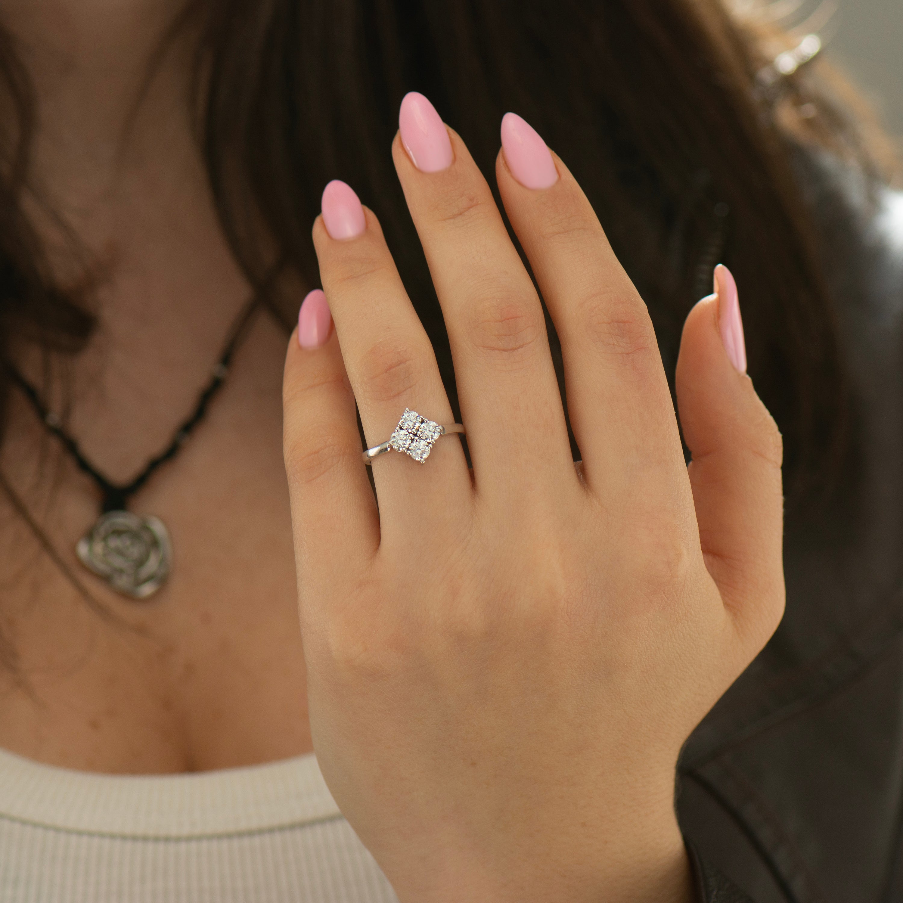 Diamond Cluster Engagement Ring