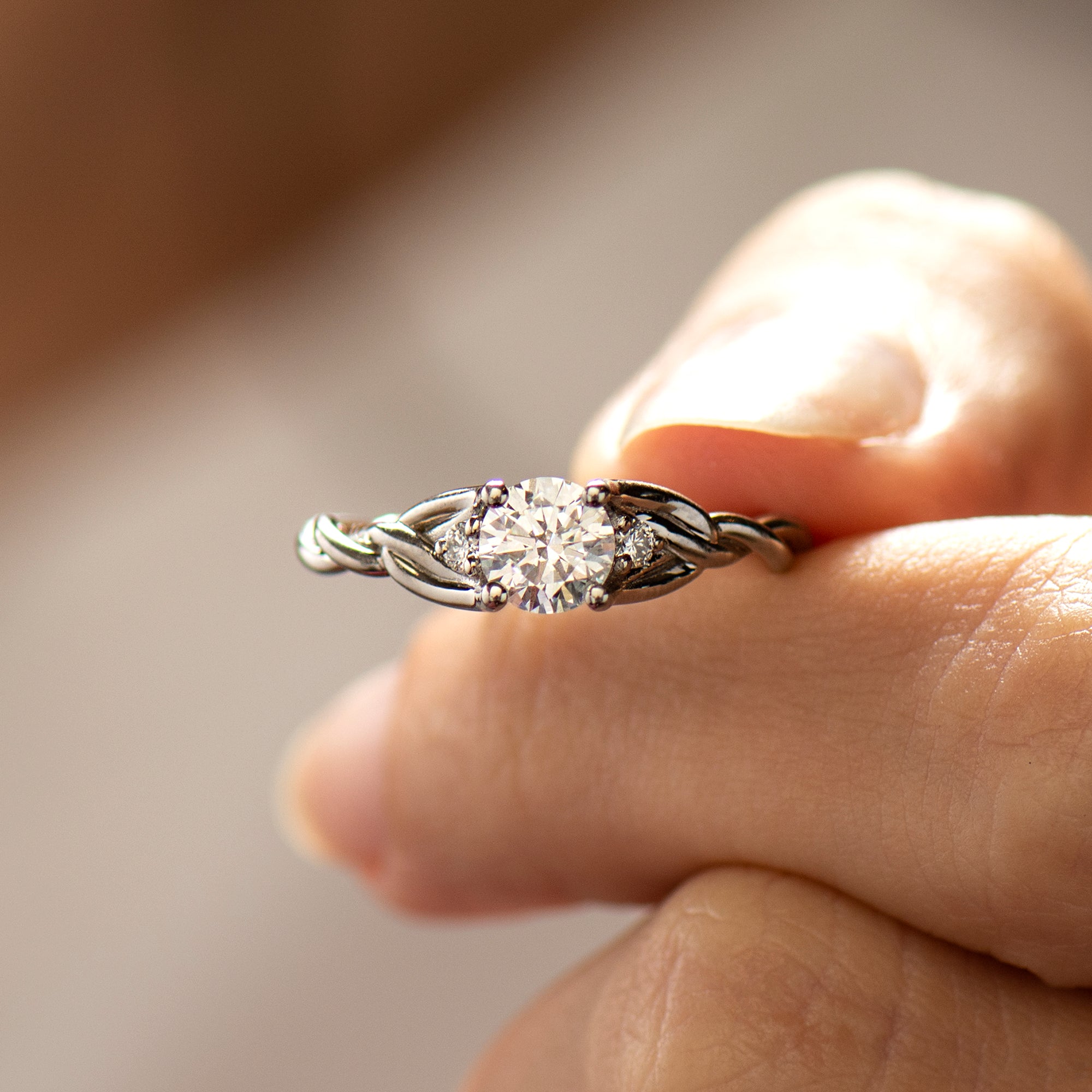 Three Stone Celtic Engagement Ring