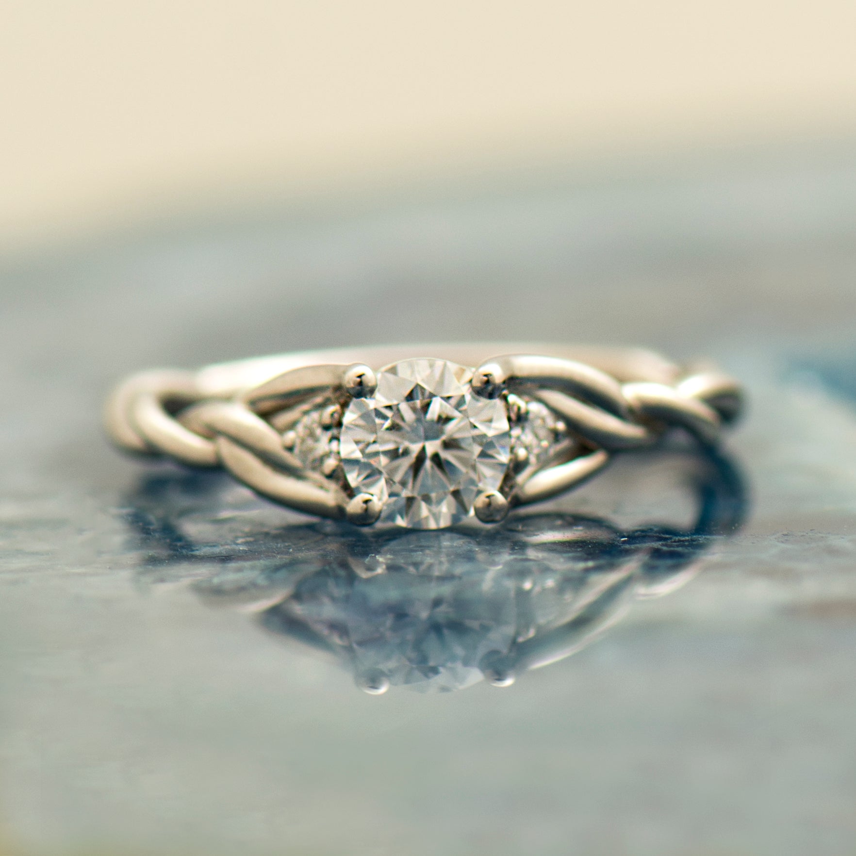 Three Stone Celtic Engagement Ring