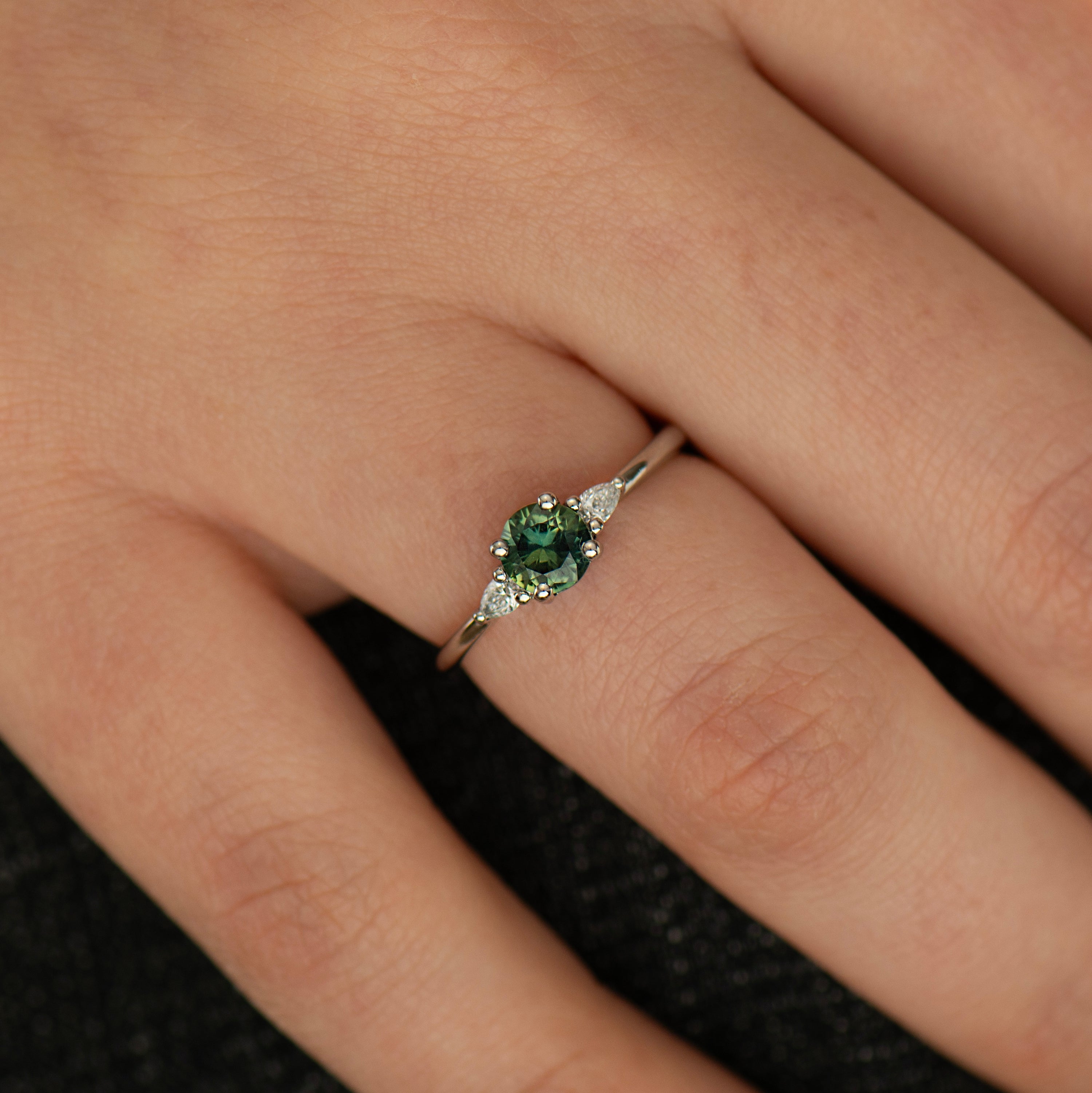Diamond Cut Green Sapphire Ring