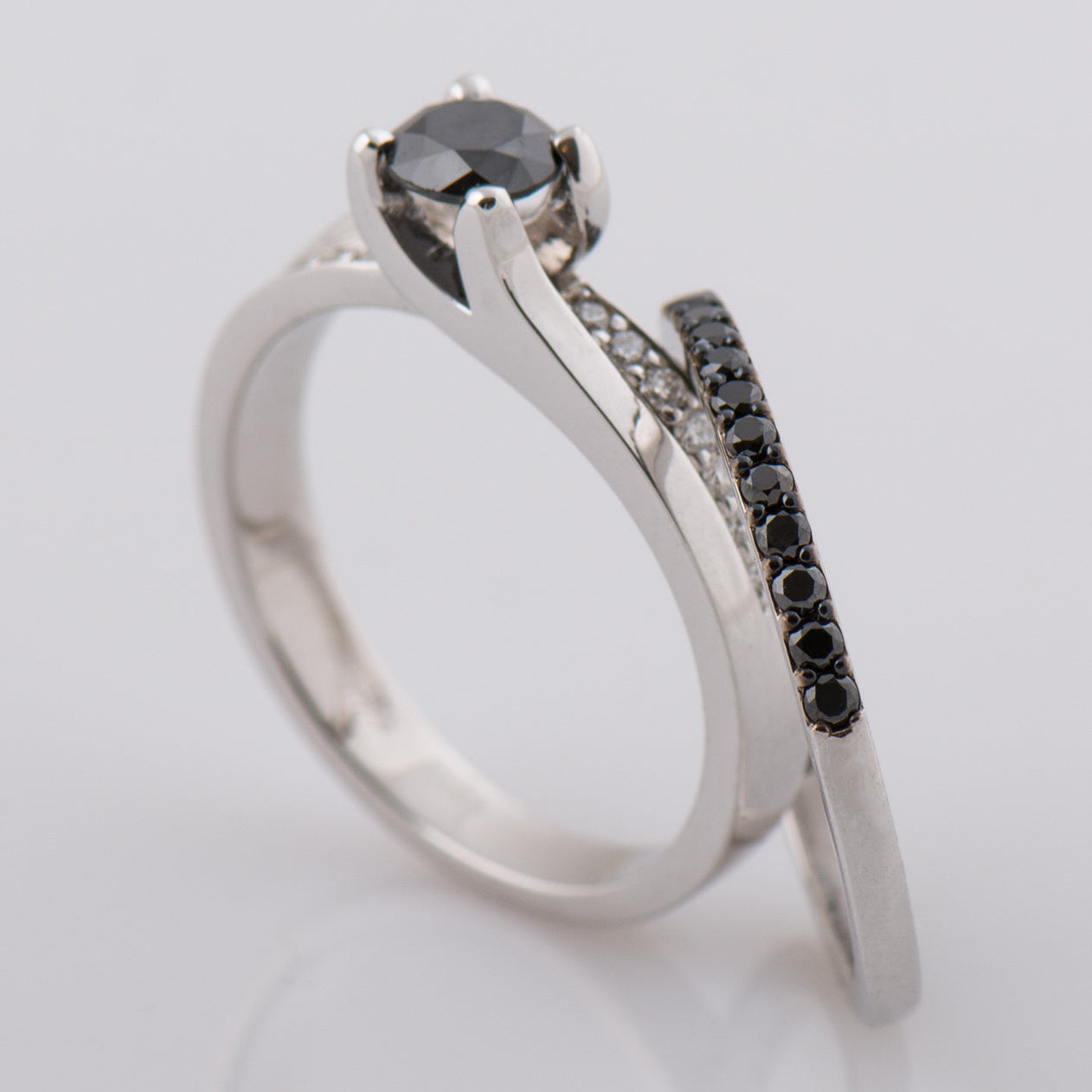 Bypass Engagement Ring 2 - Black diamond