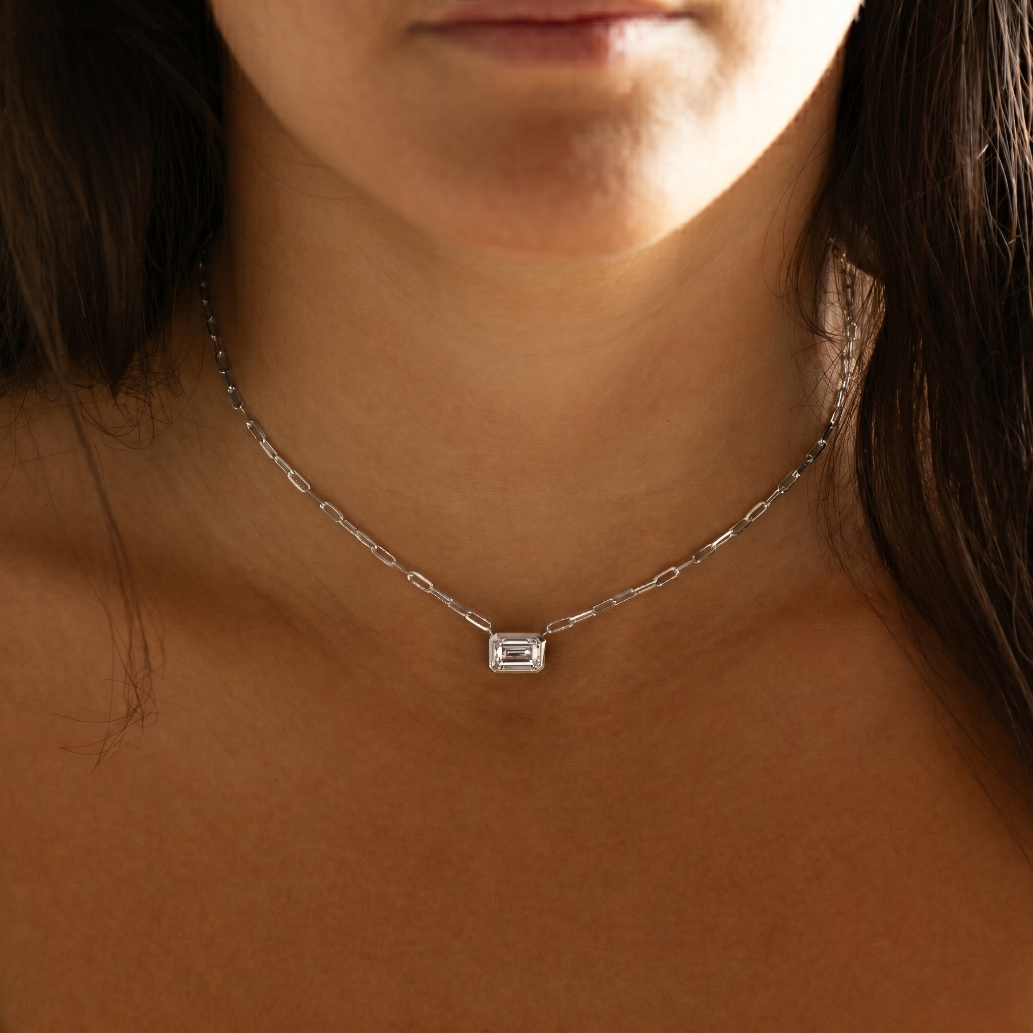 Choker Horizontal Emerald Cut Necklace