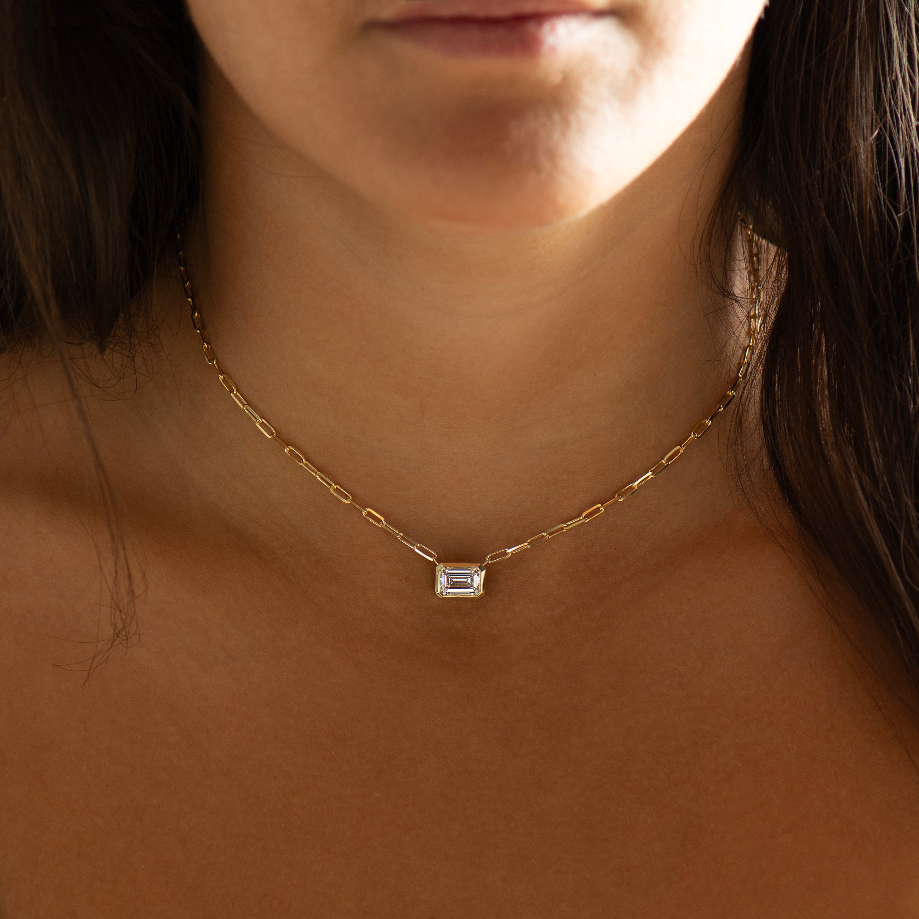 Choker Horizontal Emerald Cut Necklace