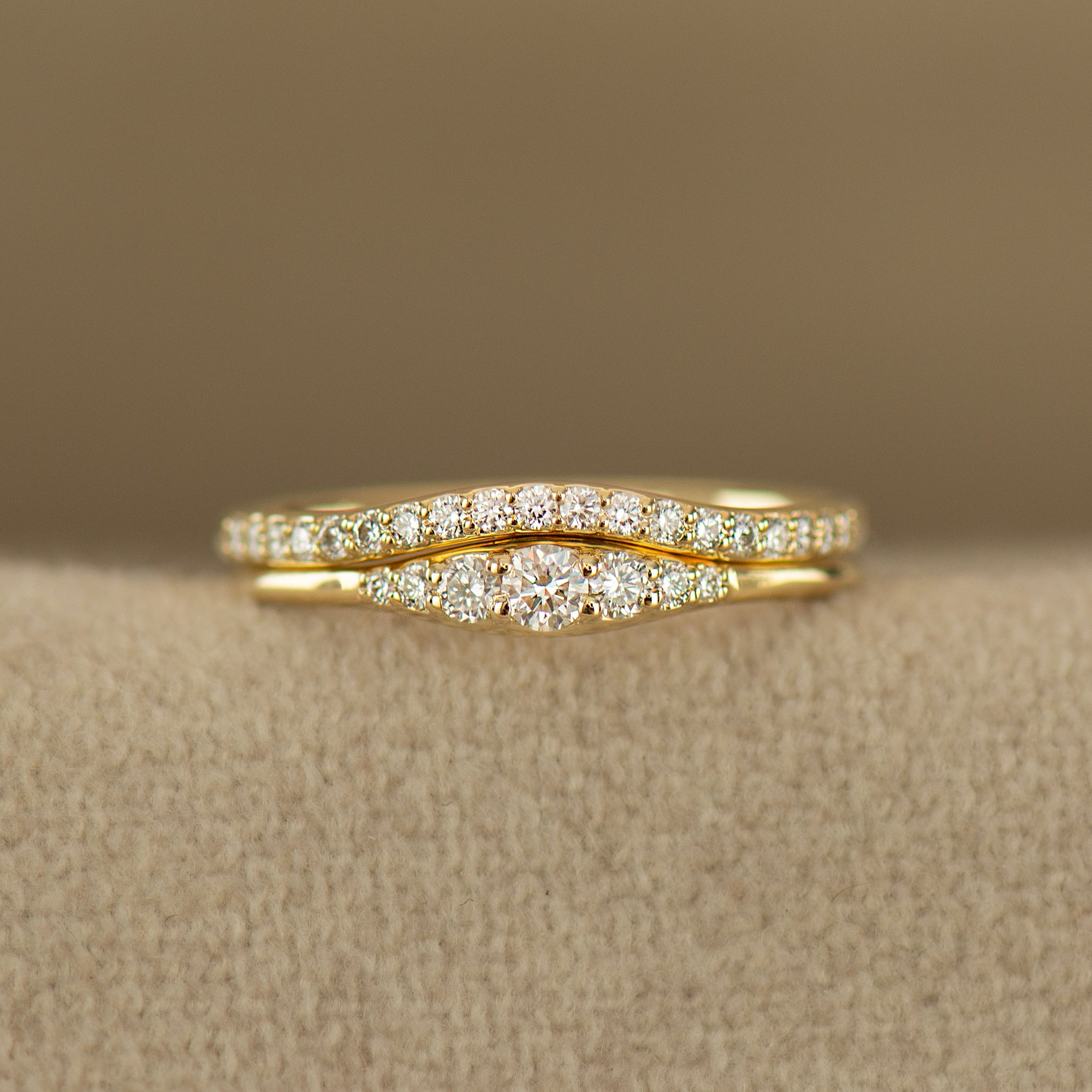 Dainty Tapered Diamond Wedding Set