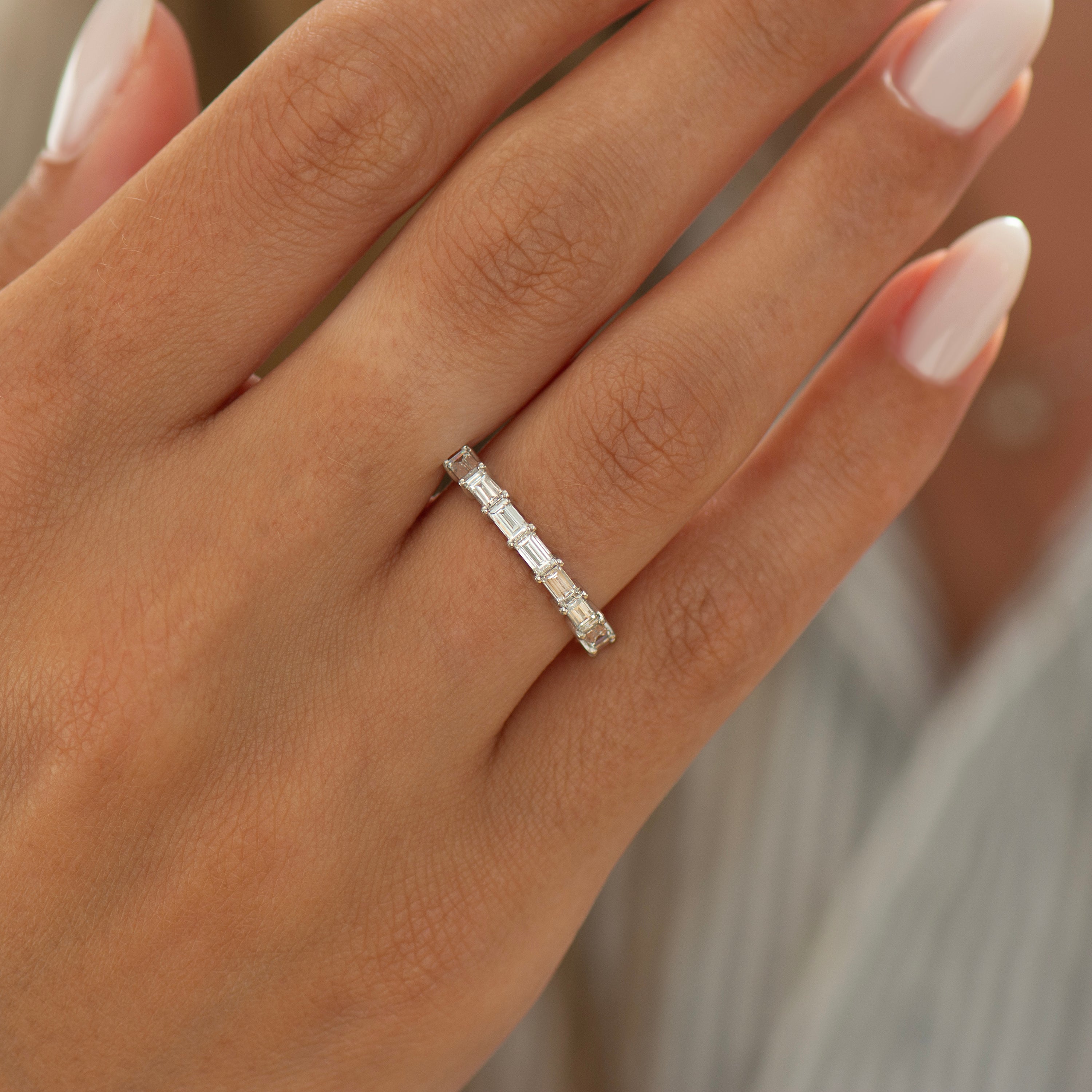 Baguette Diamonds Half Eternity Band