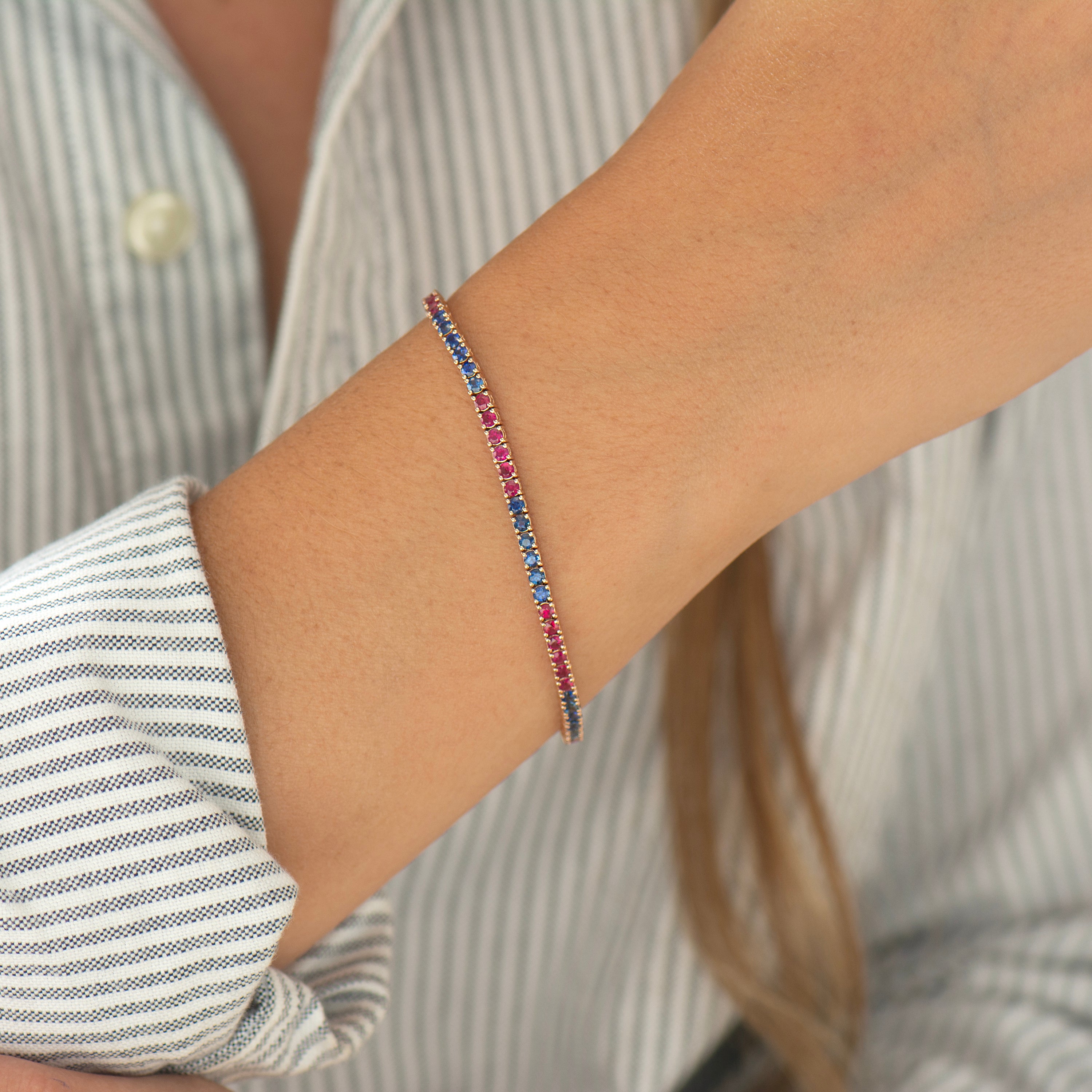 Ruby and Blue Sapphire Tennis Bracelet
