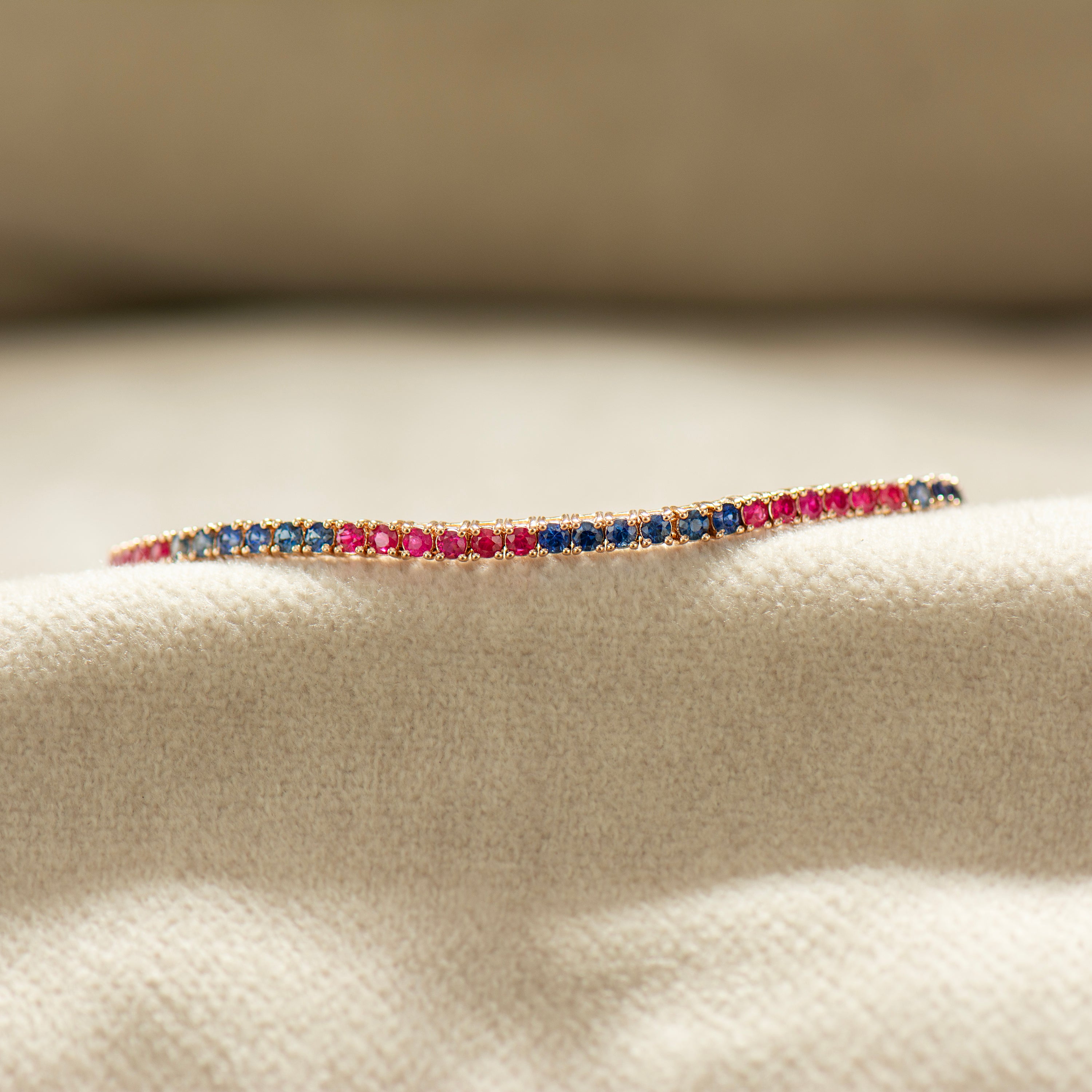 Ruby and Blue Sapphire Tennis Bracelet