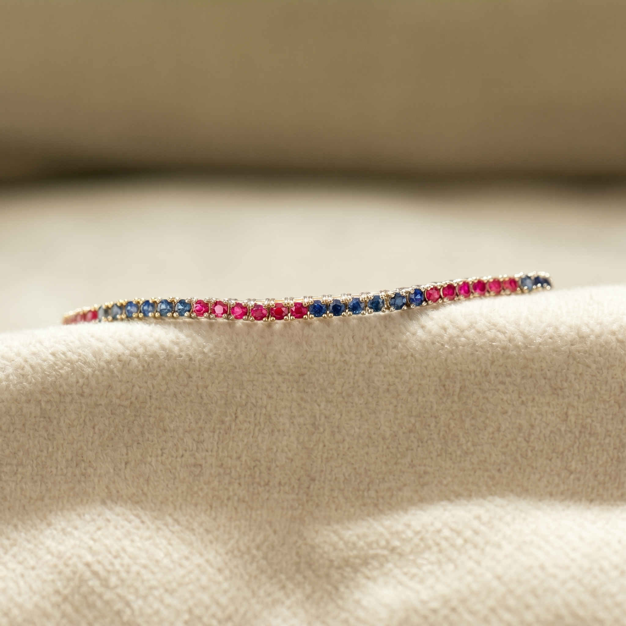 Ruby and Blue Sapphire Tennis Bracelet